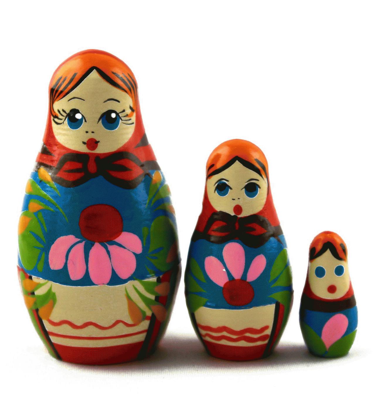 Mini Floral Matryoshka with Red Headscarf