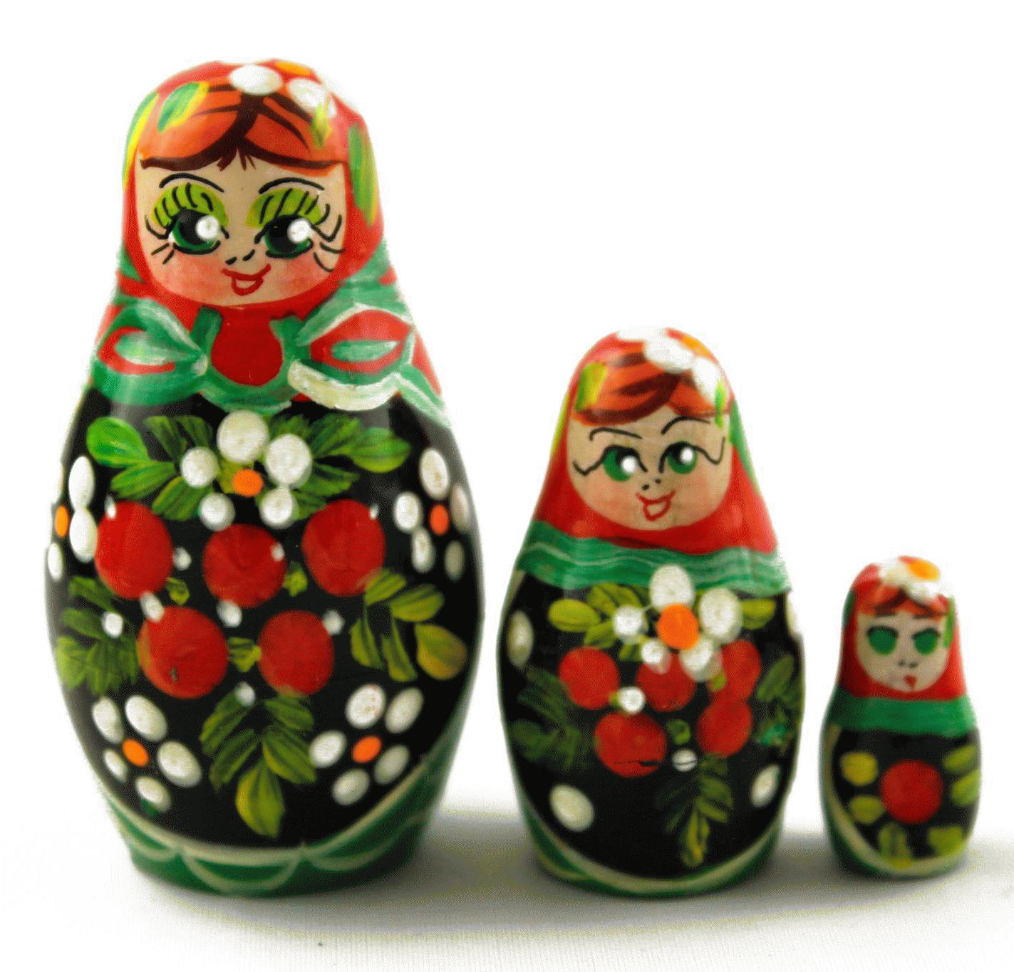 Mini Berry Matryoshka with Green Headscarf