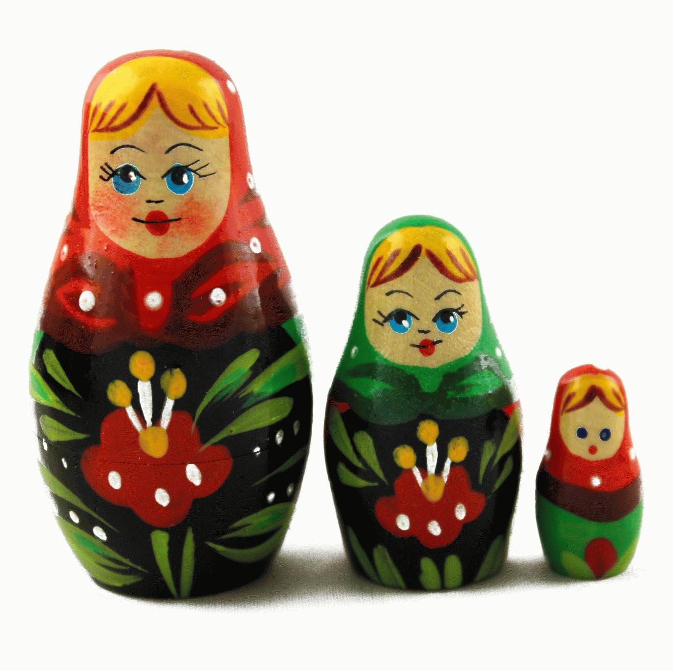 Mini Black Floral Matryoshka