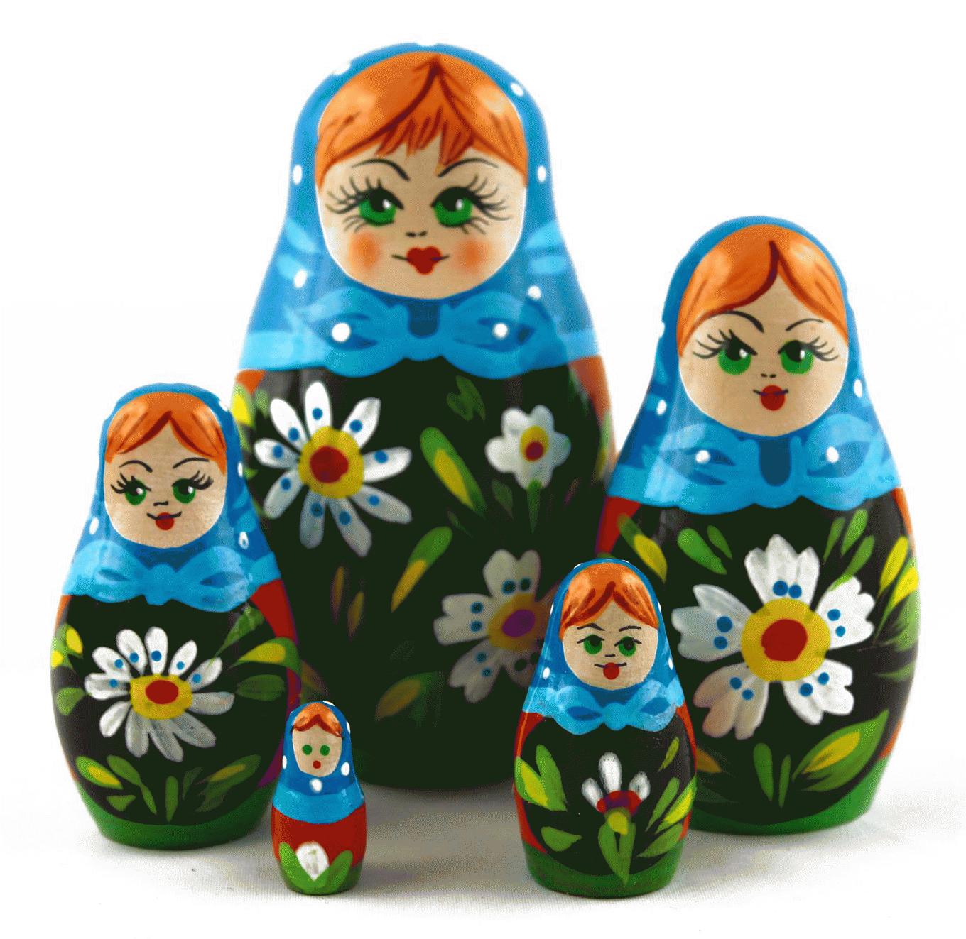 Blue Headscarf Floral Matryoshka