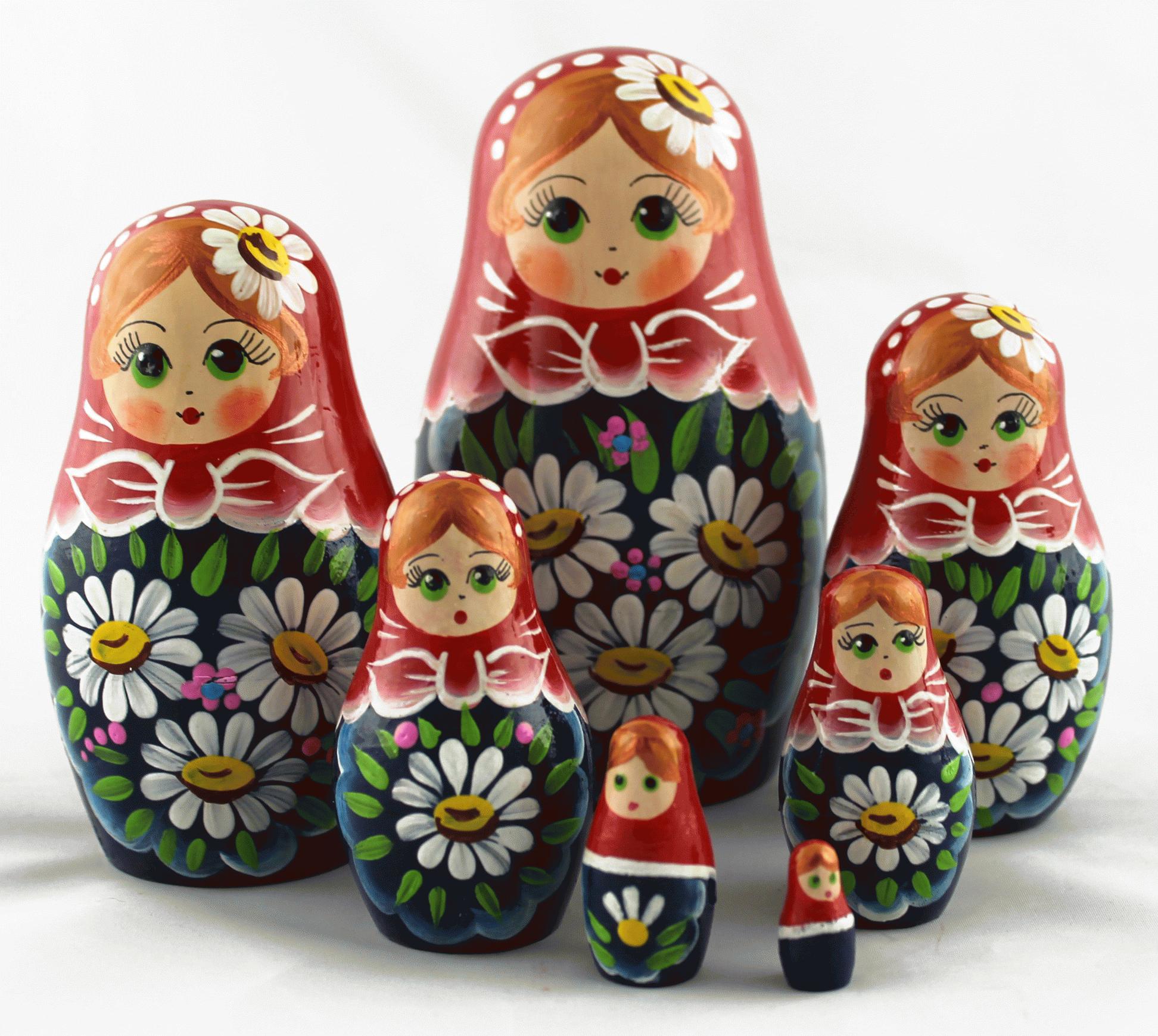 Red Daisy Matryoshka Nesting Doll