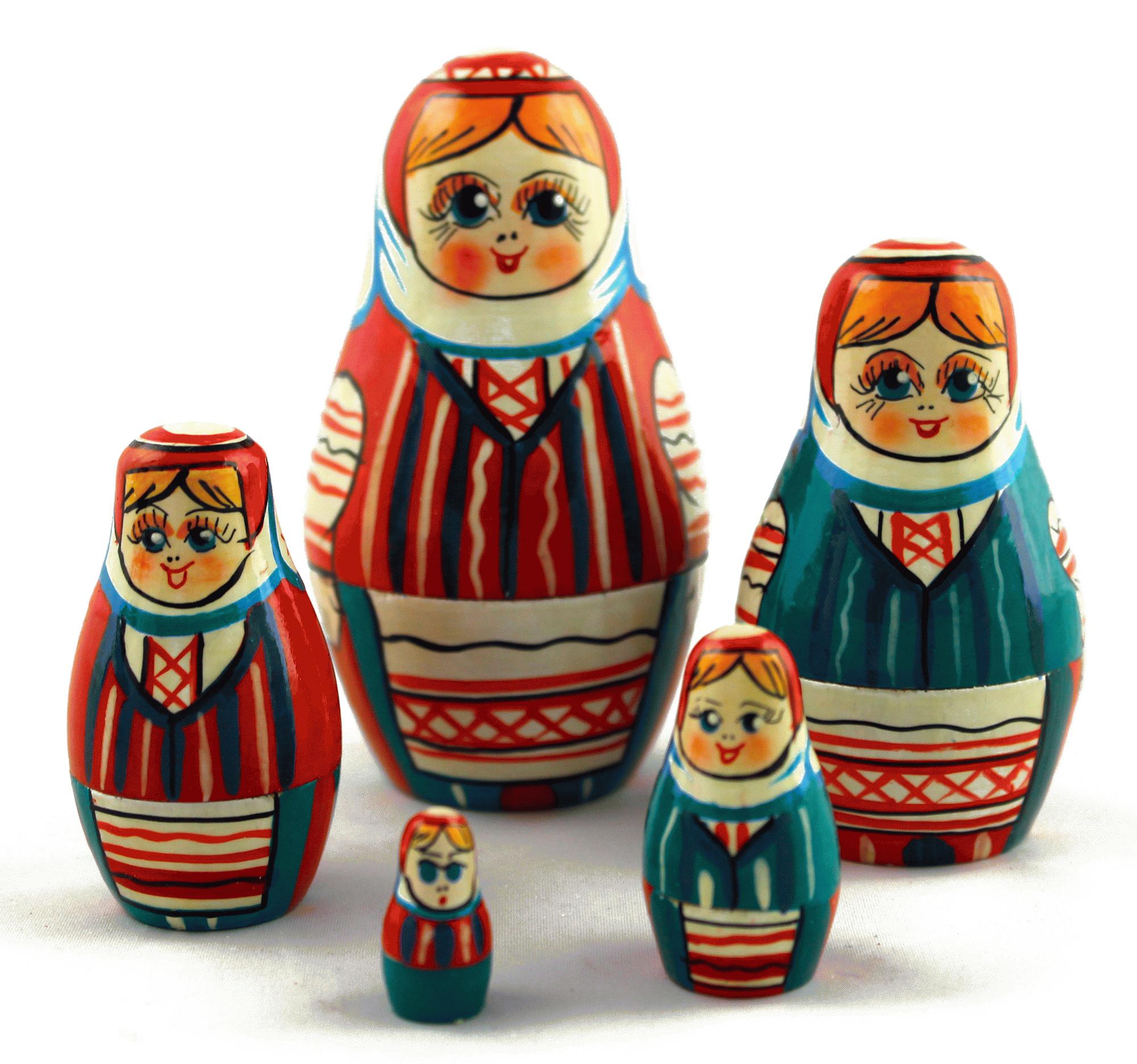 Striped Folk Costume Matryoshka Dolls