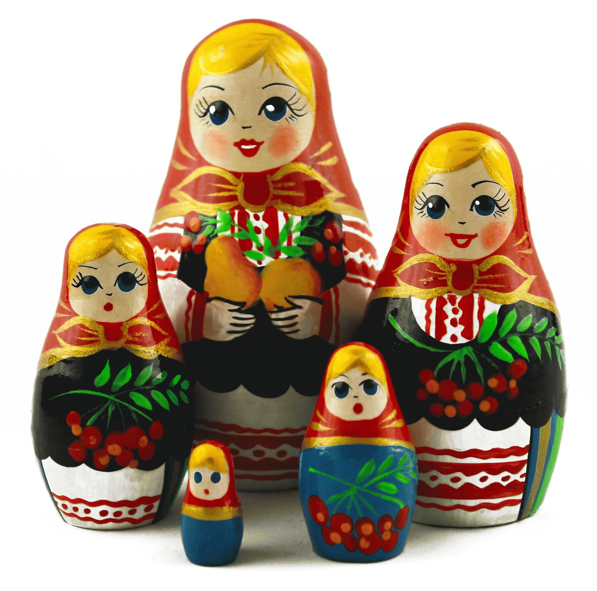 Red Berry Folk Matryoshka Dolls