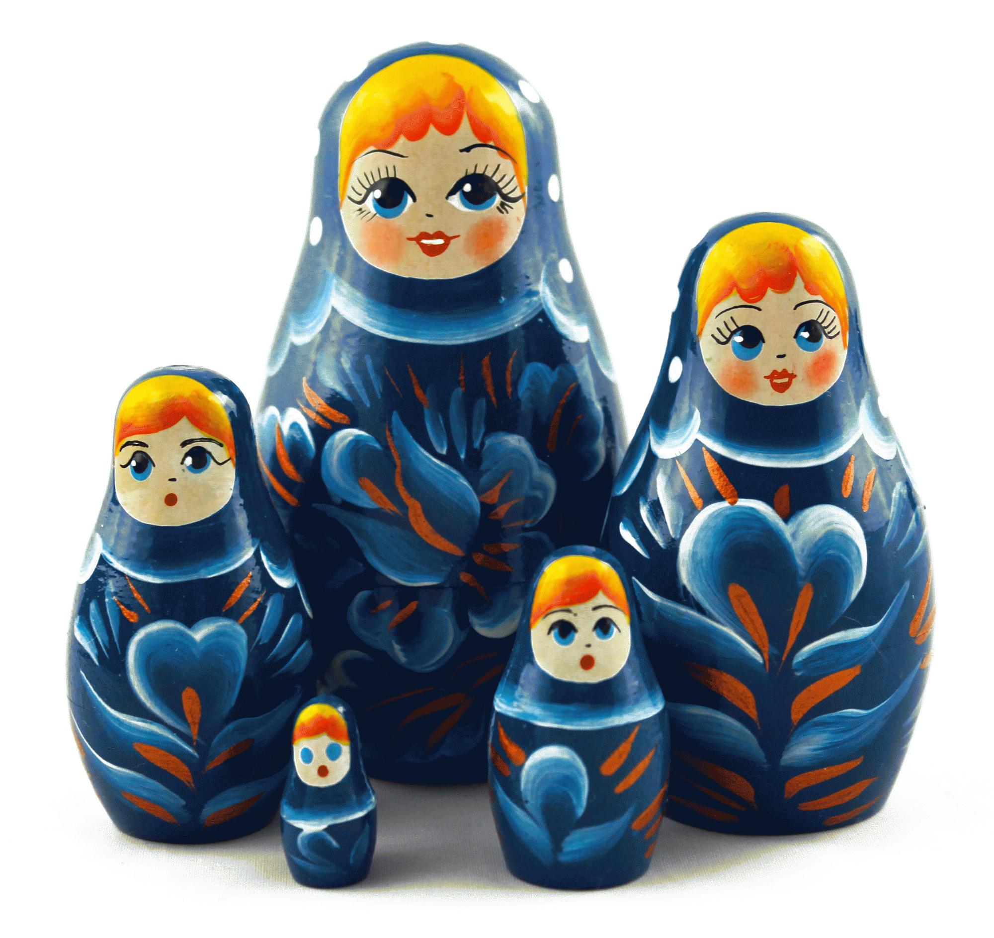 Blue Floral Matryoshka Dolls