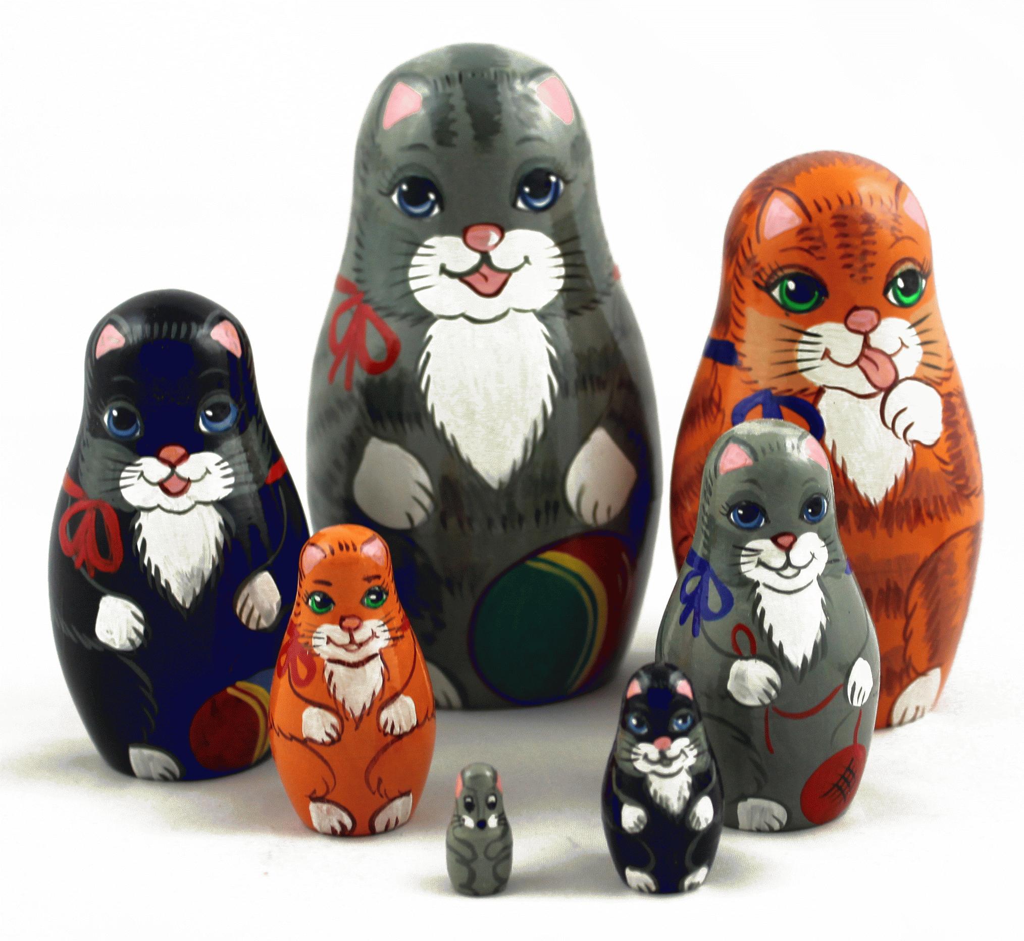 Cat Design Wooden Matryoshka