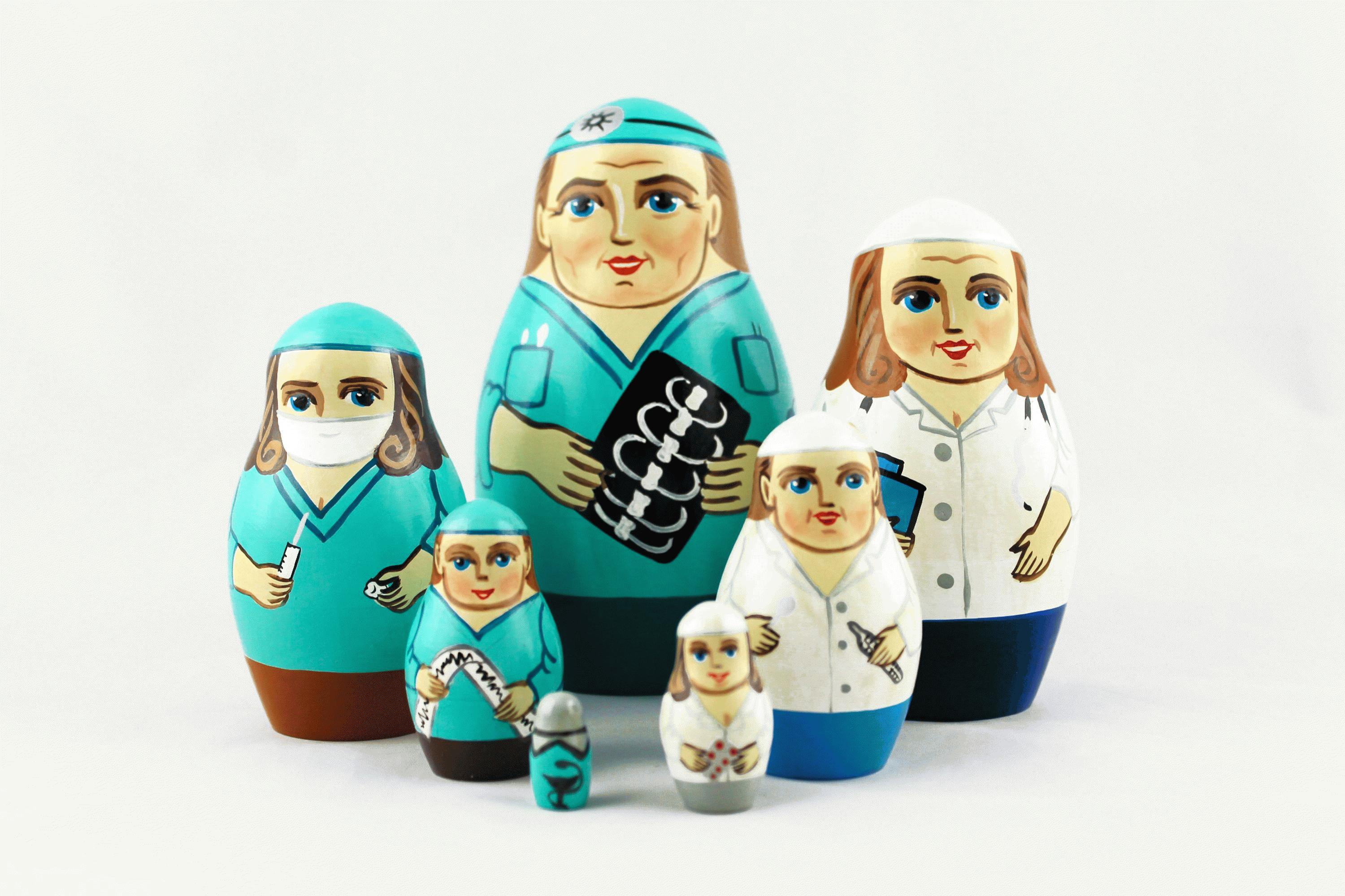 Nesting Dolls with Medical Team Theme
