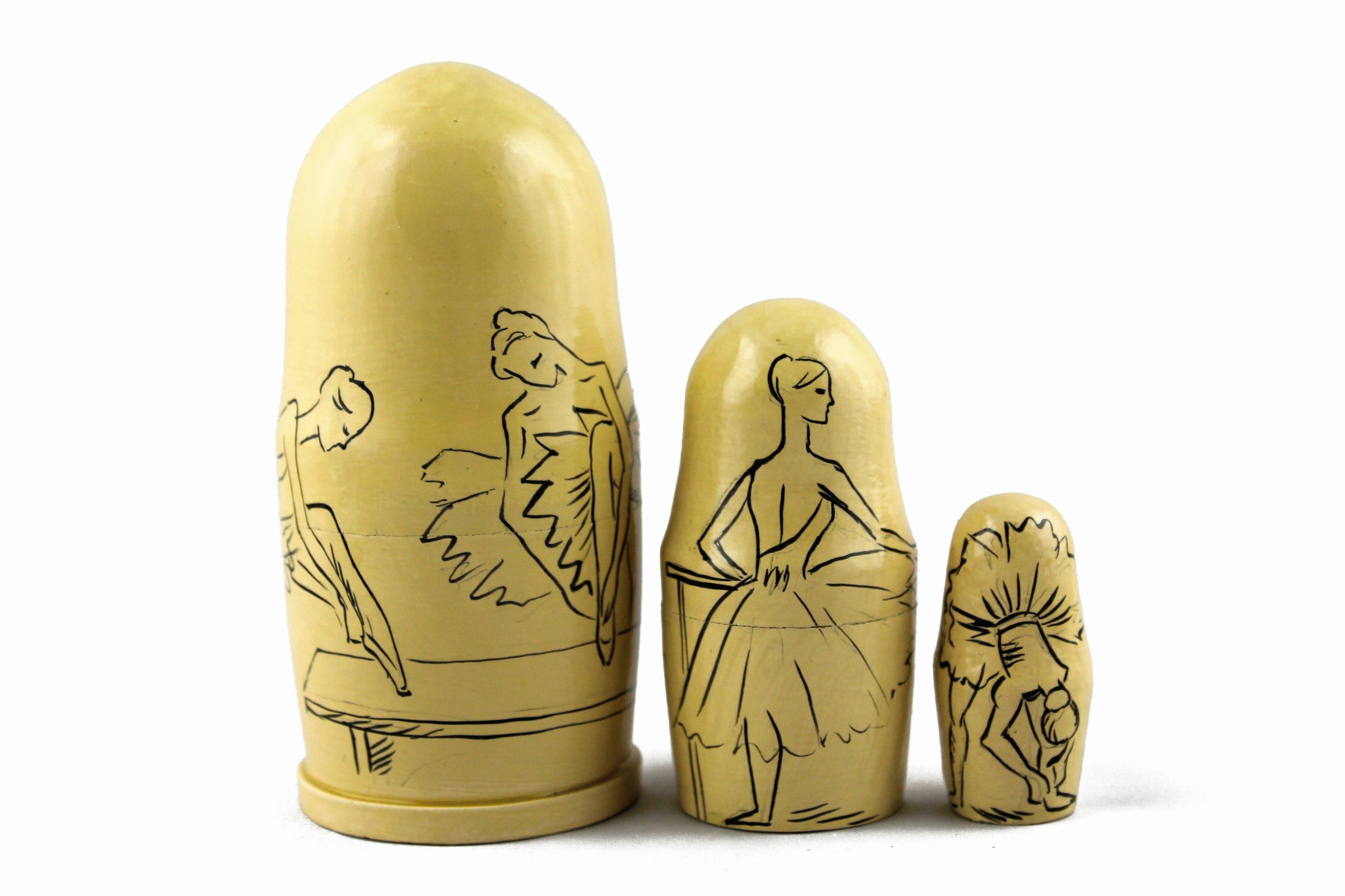 Nesting Dolls with Ballet Sketch Design