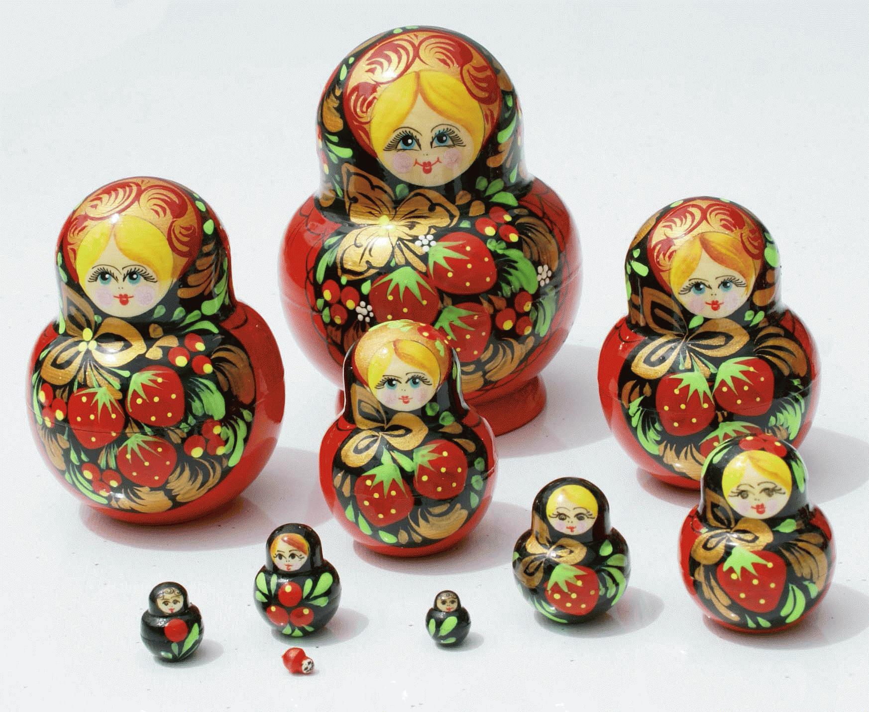 Strawberry Khokhloma Matryoshka