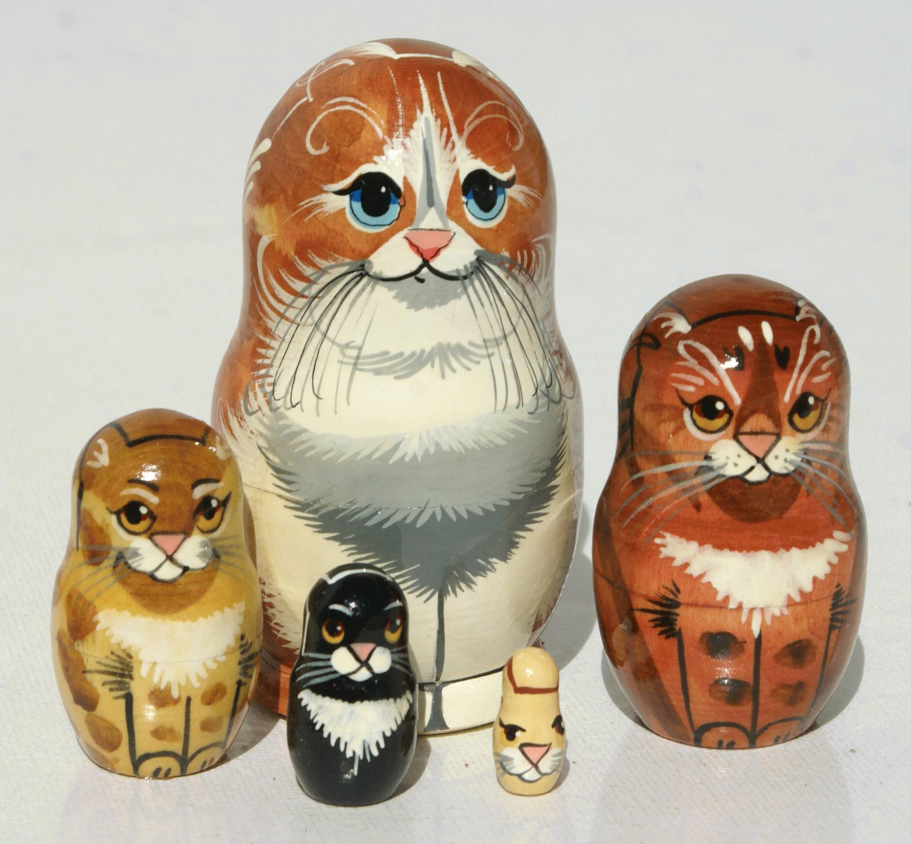 Wooden Cat Dolls