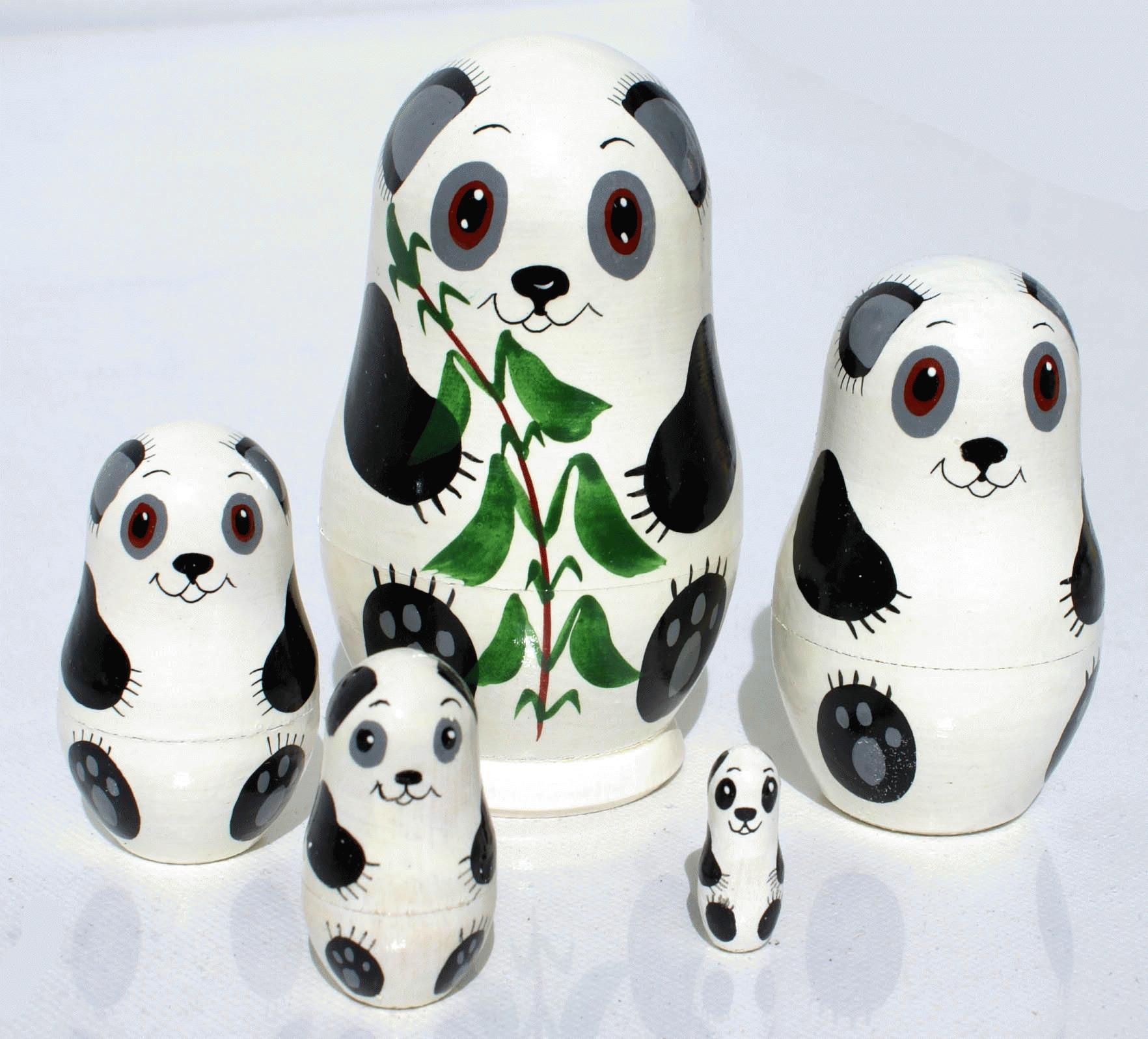 Panda Matryoshka with Bamboo