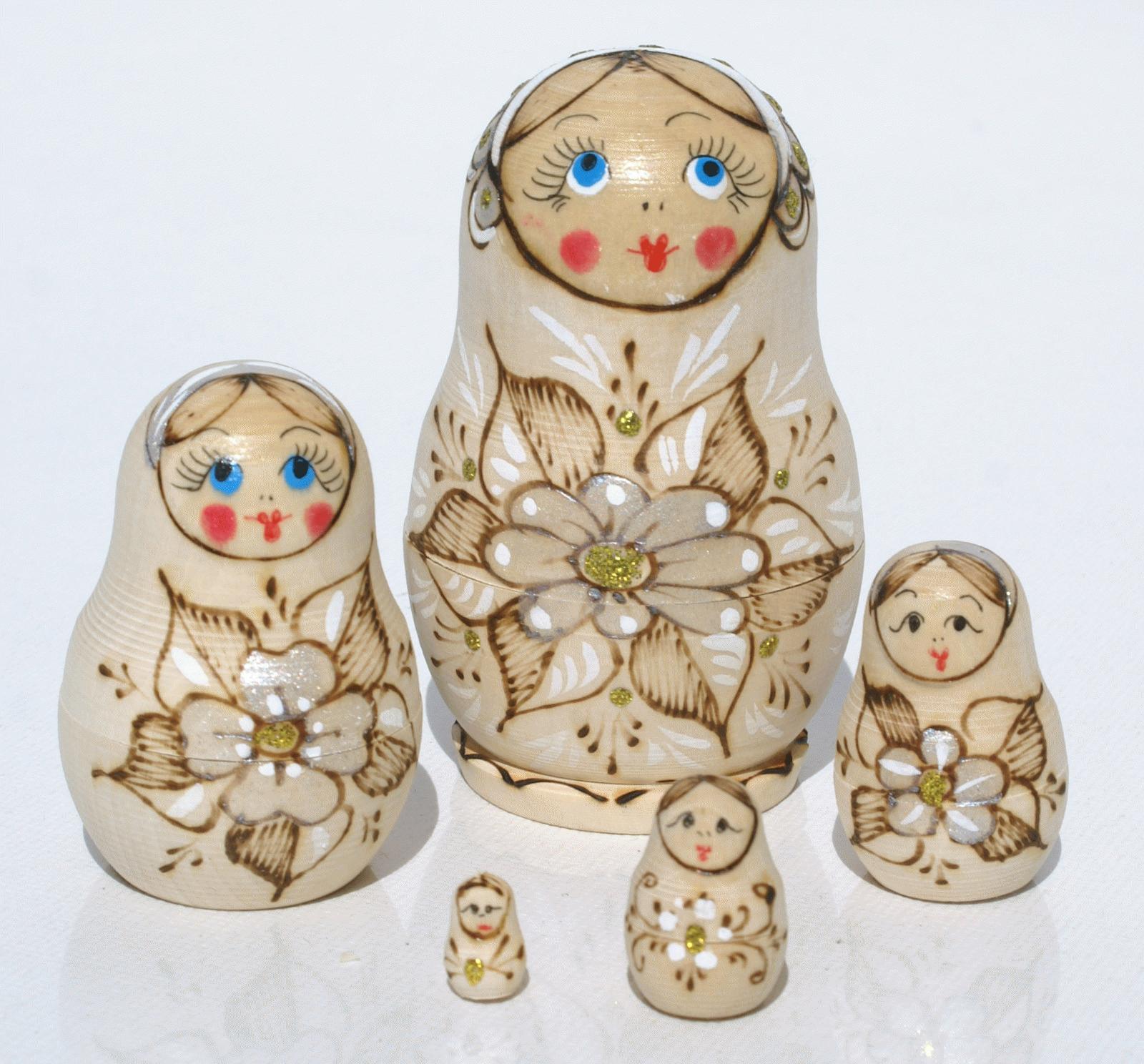 Matryoshka Doll Set with Gold Accents