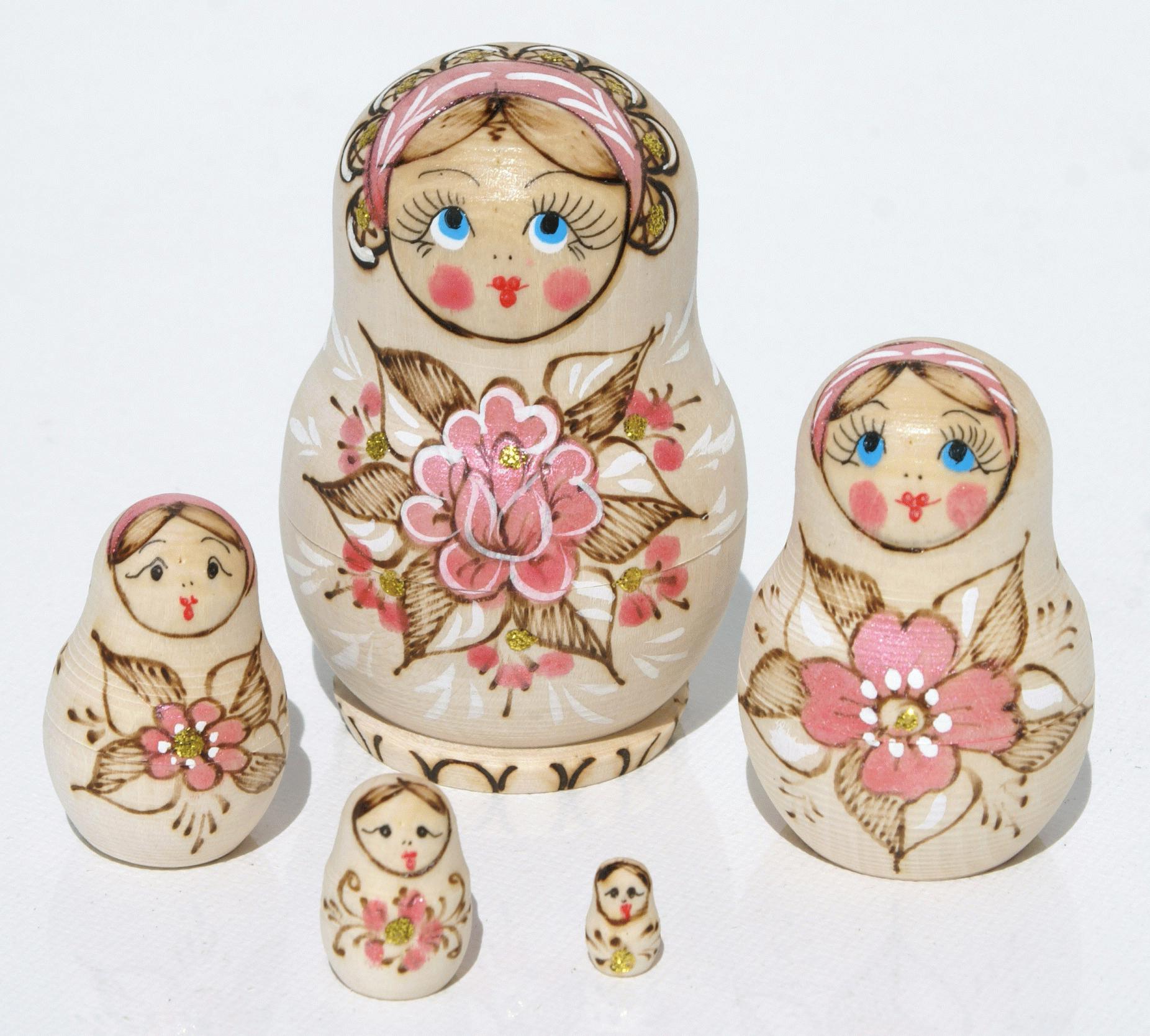 Matryoshka Doll with Pink Headscarf