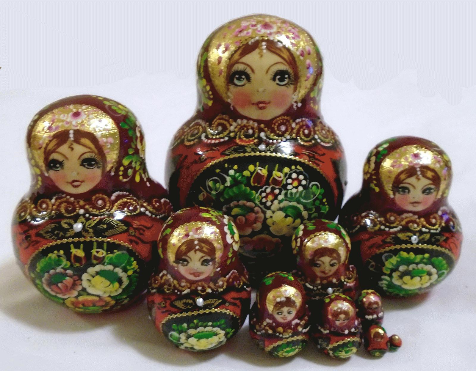 Red & Black Floral Nesting Doll