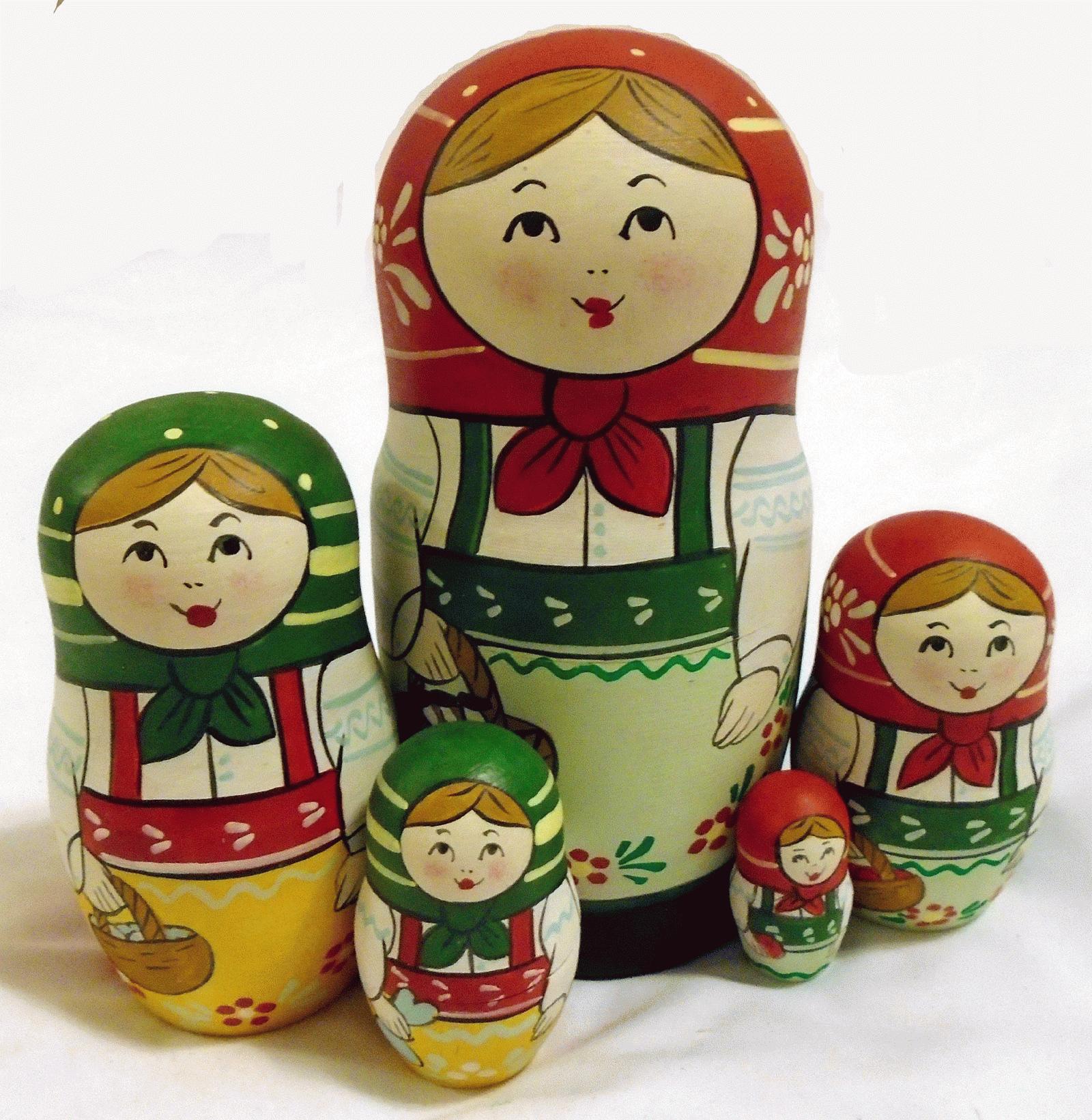 Folk Matryoshka with Baskets
