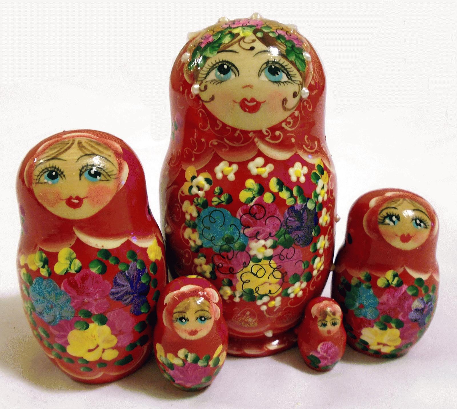 Vivid Red Matryoshka Dolls