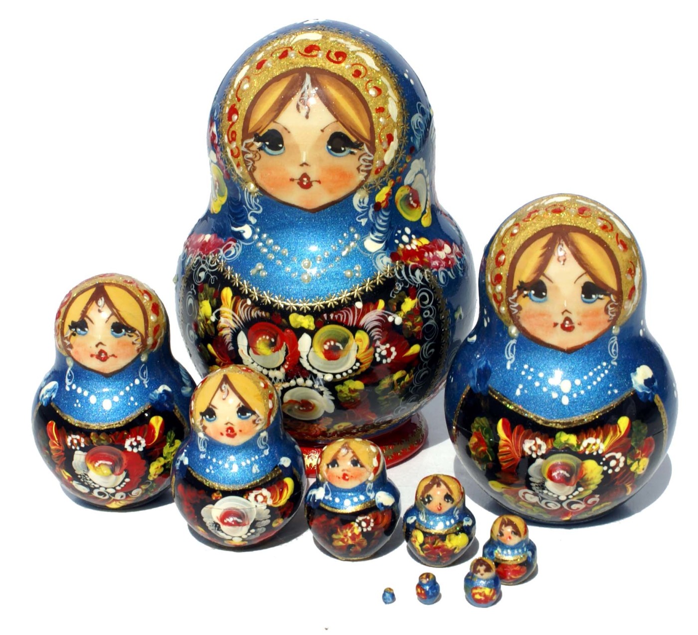 Blue Floral Nesting Dolls