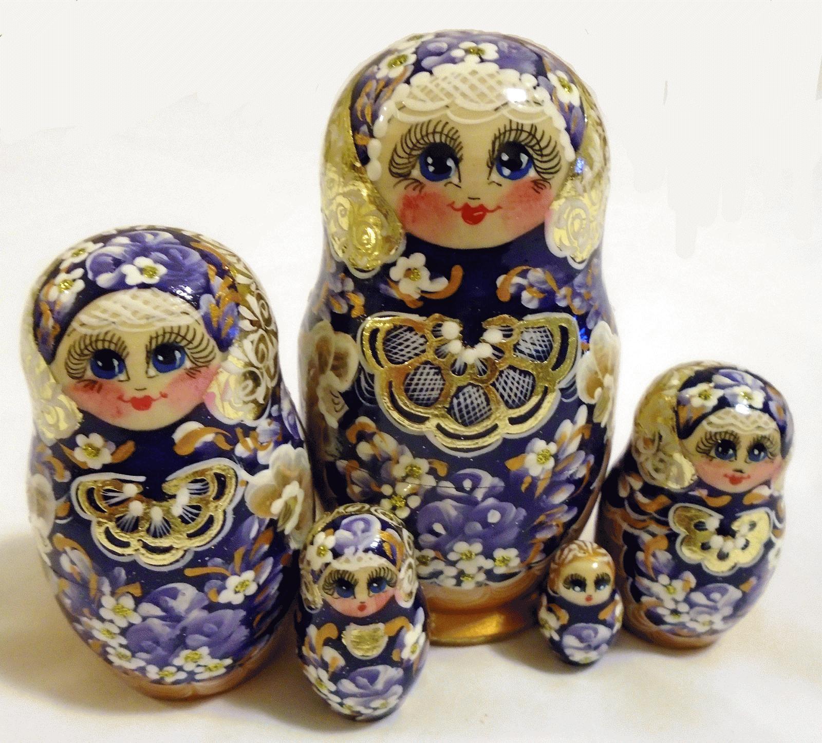 Blue & Gold Floral Matryoshka