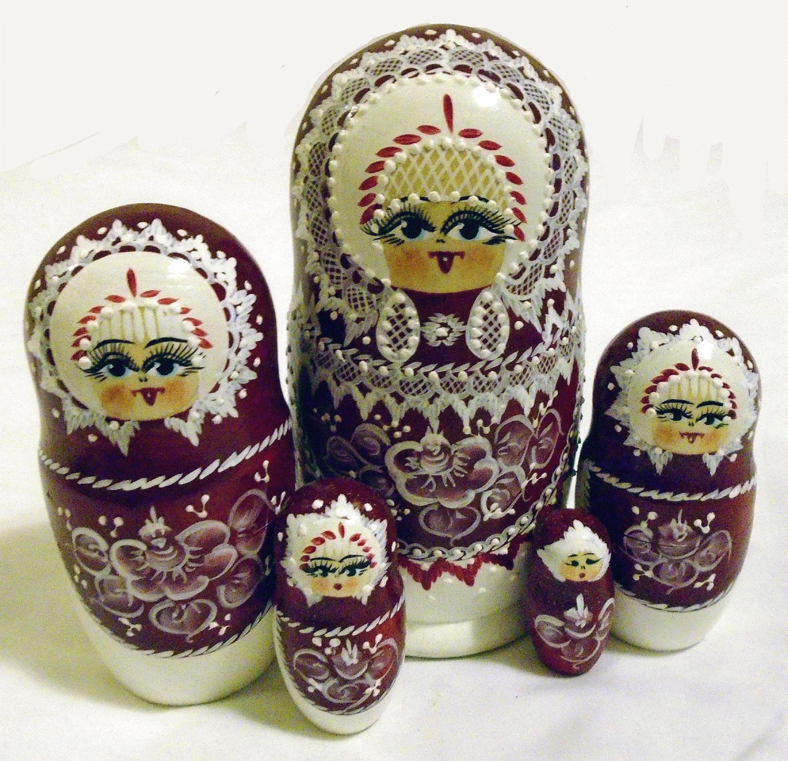 Burgundy Lace Matryoshka Nesting Doll