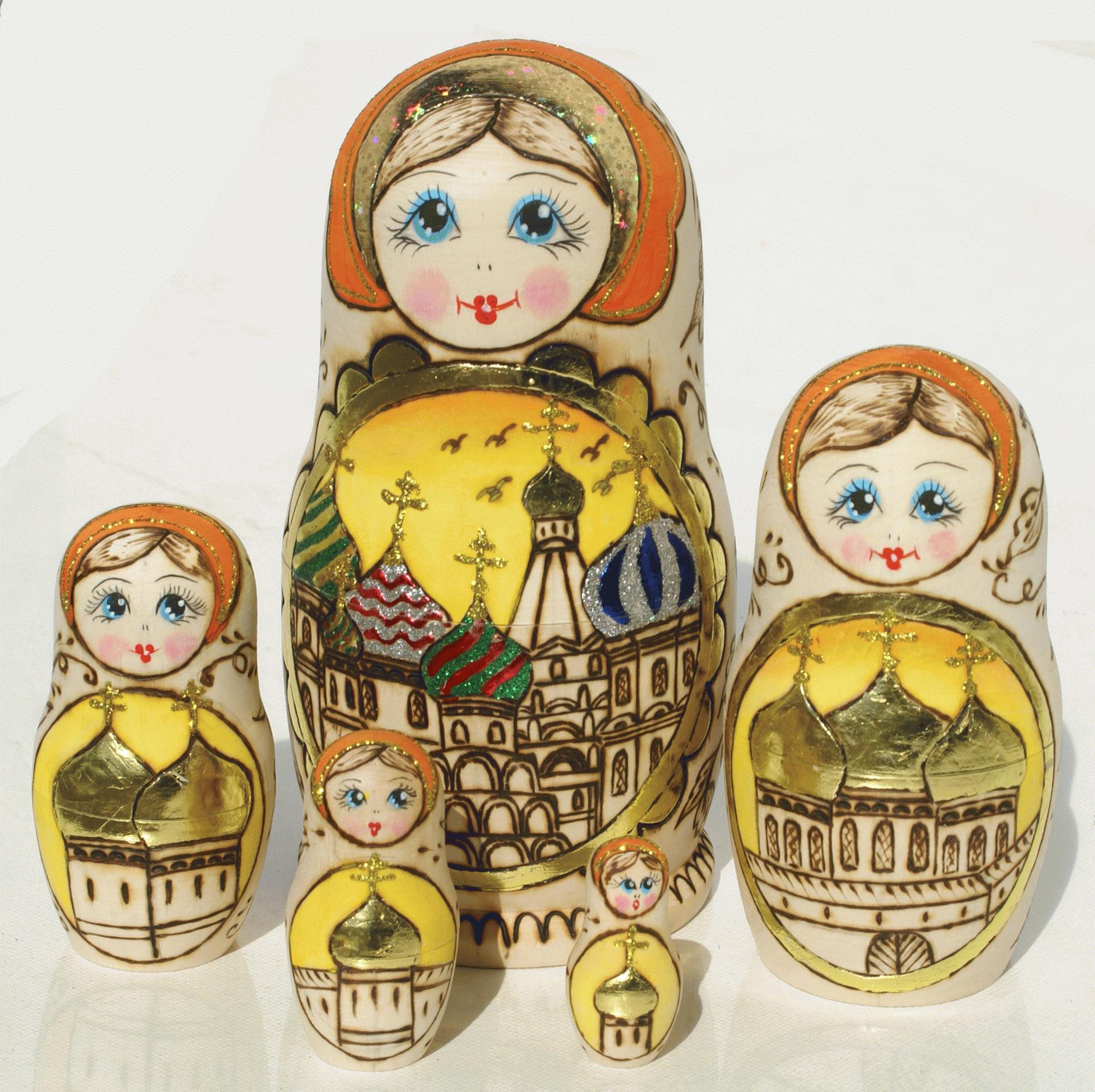 Church Matryoshka with Gold Domes
