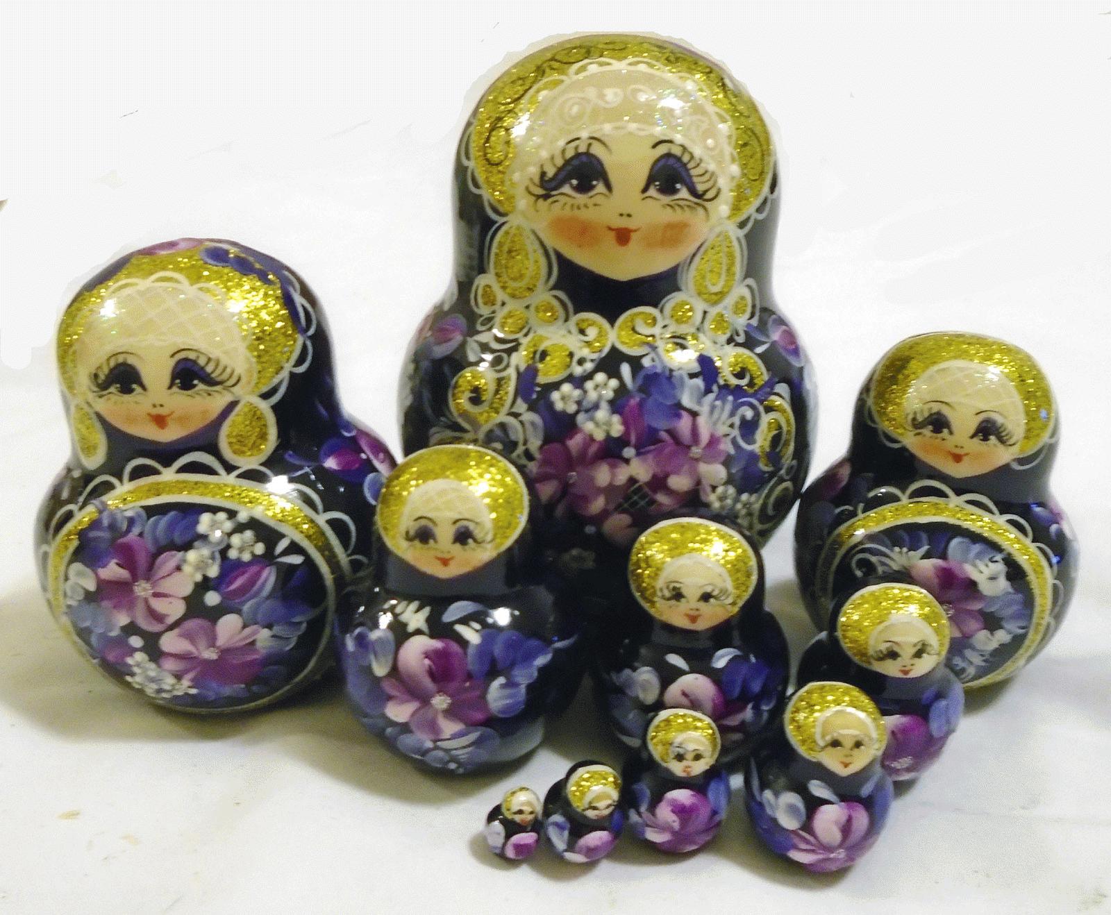 Black & Violet Floral Matryoshka