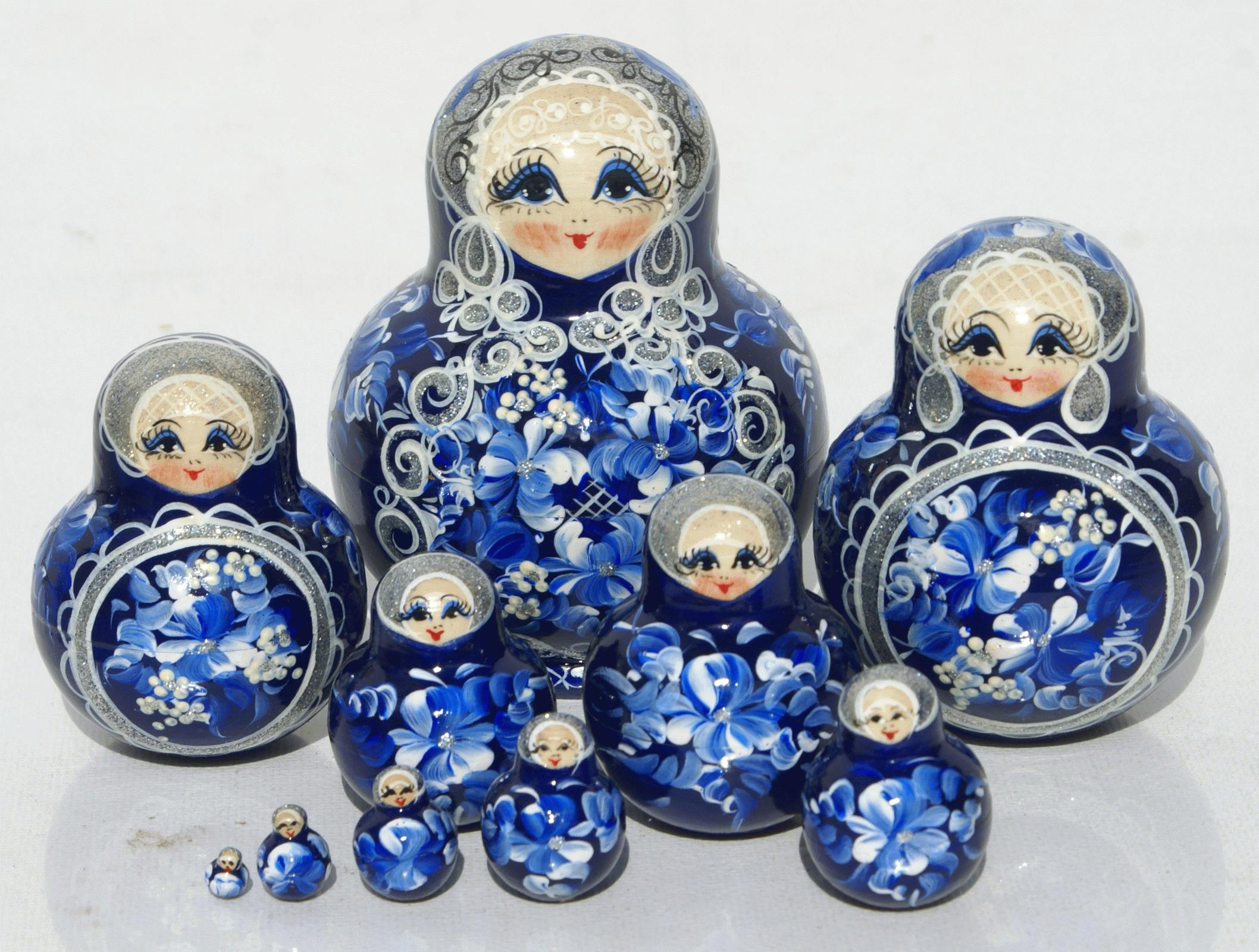 Blue Matryoshka Nesting Dolls