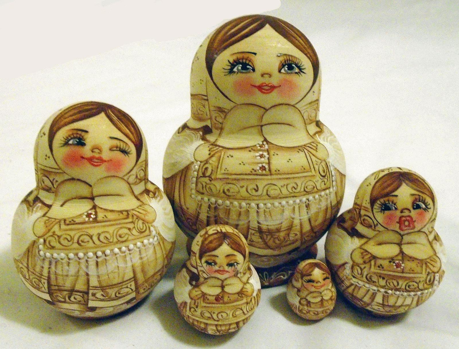 Matryoshka Dolls in Natural Beige Style