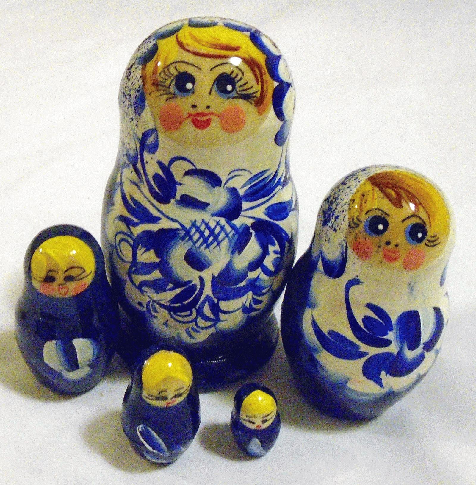 Blue & White Folk-Painted Matryoshka