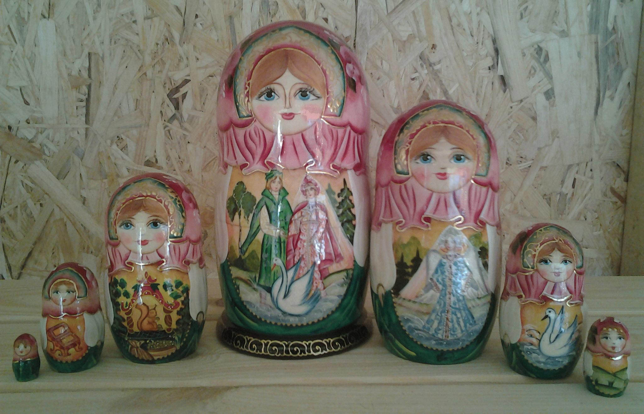 Fairy Tale Matryoshka with Pink Shawls