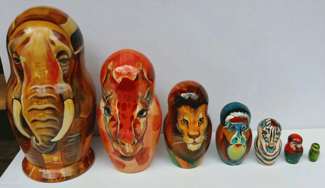 Nesting Dolls, African Wildlife