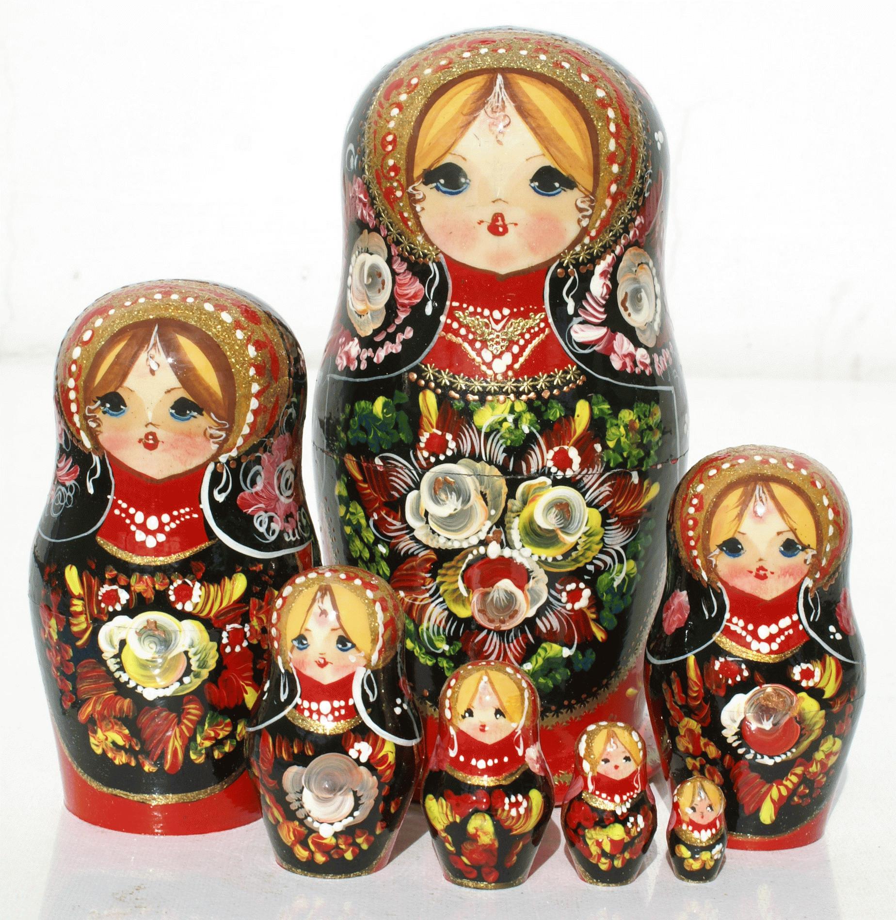 Red & Black Floral Matryoshka
