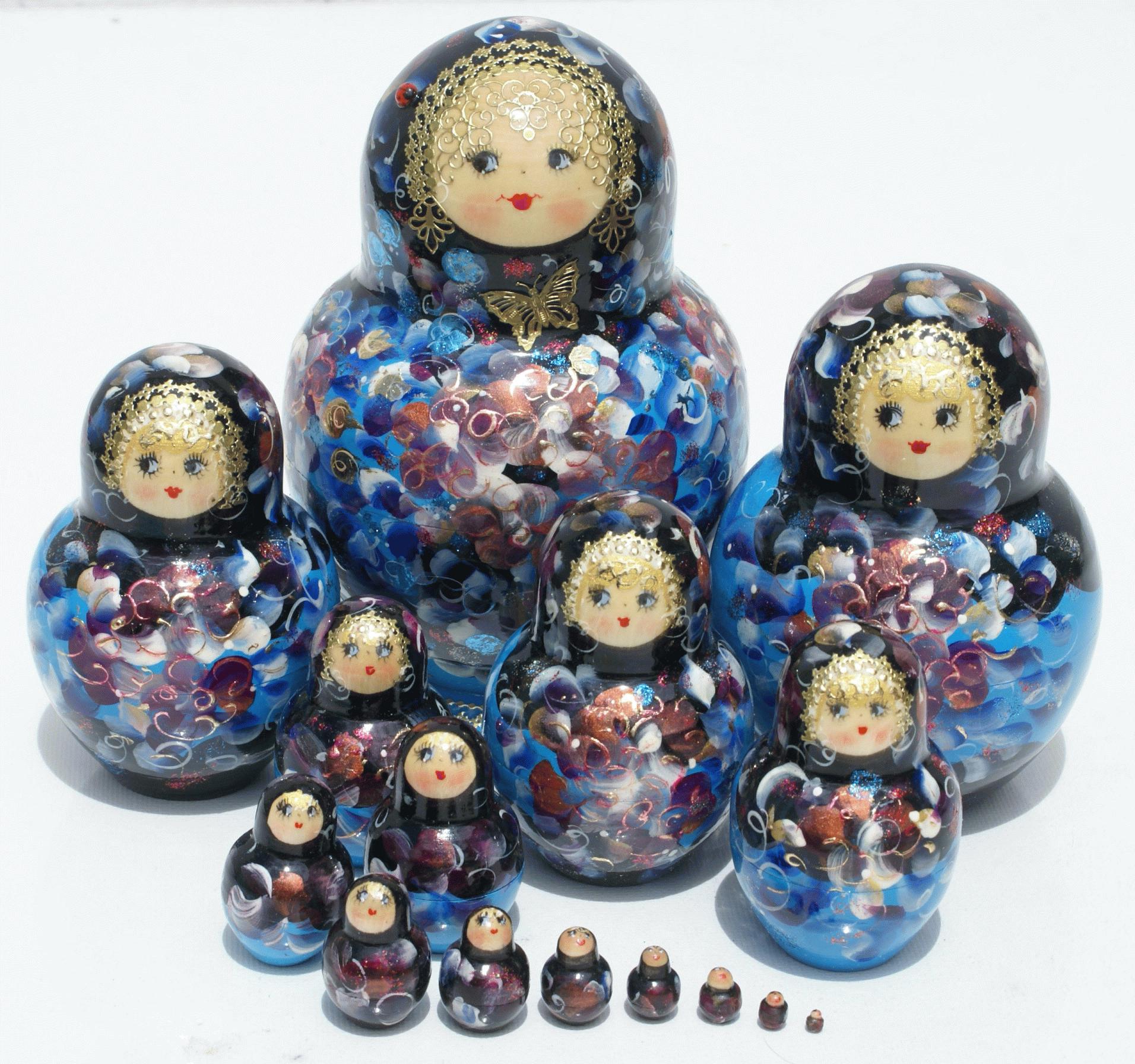 Midnight Blue Matryoshka Nesting Dolls
