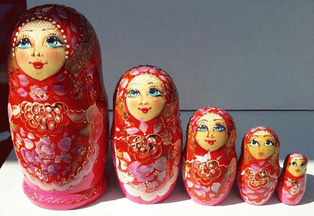 Red Matryoshka with Gold Rosette