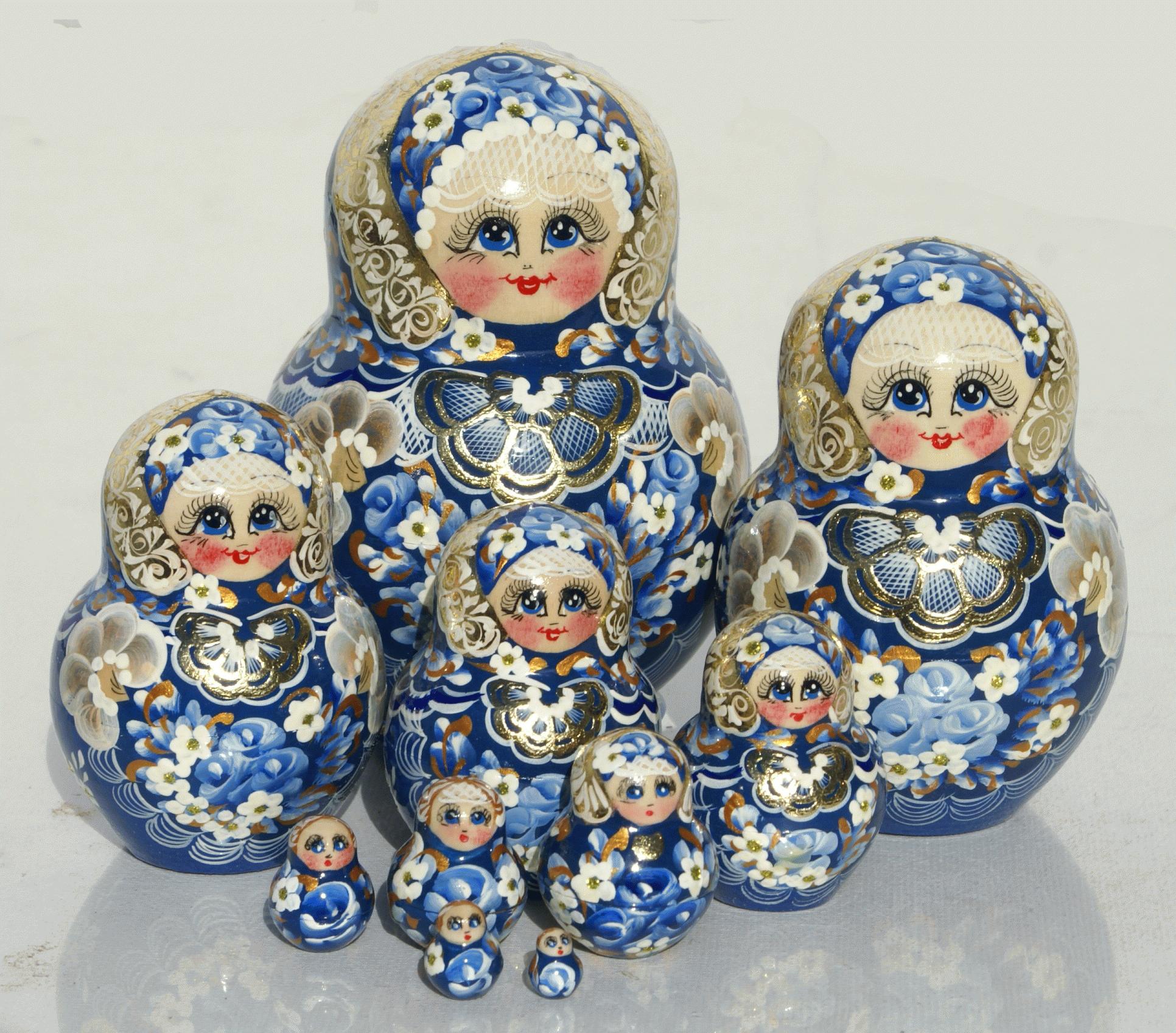 Blue Matryoshka Nesting Doll