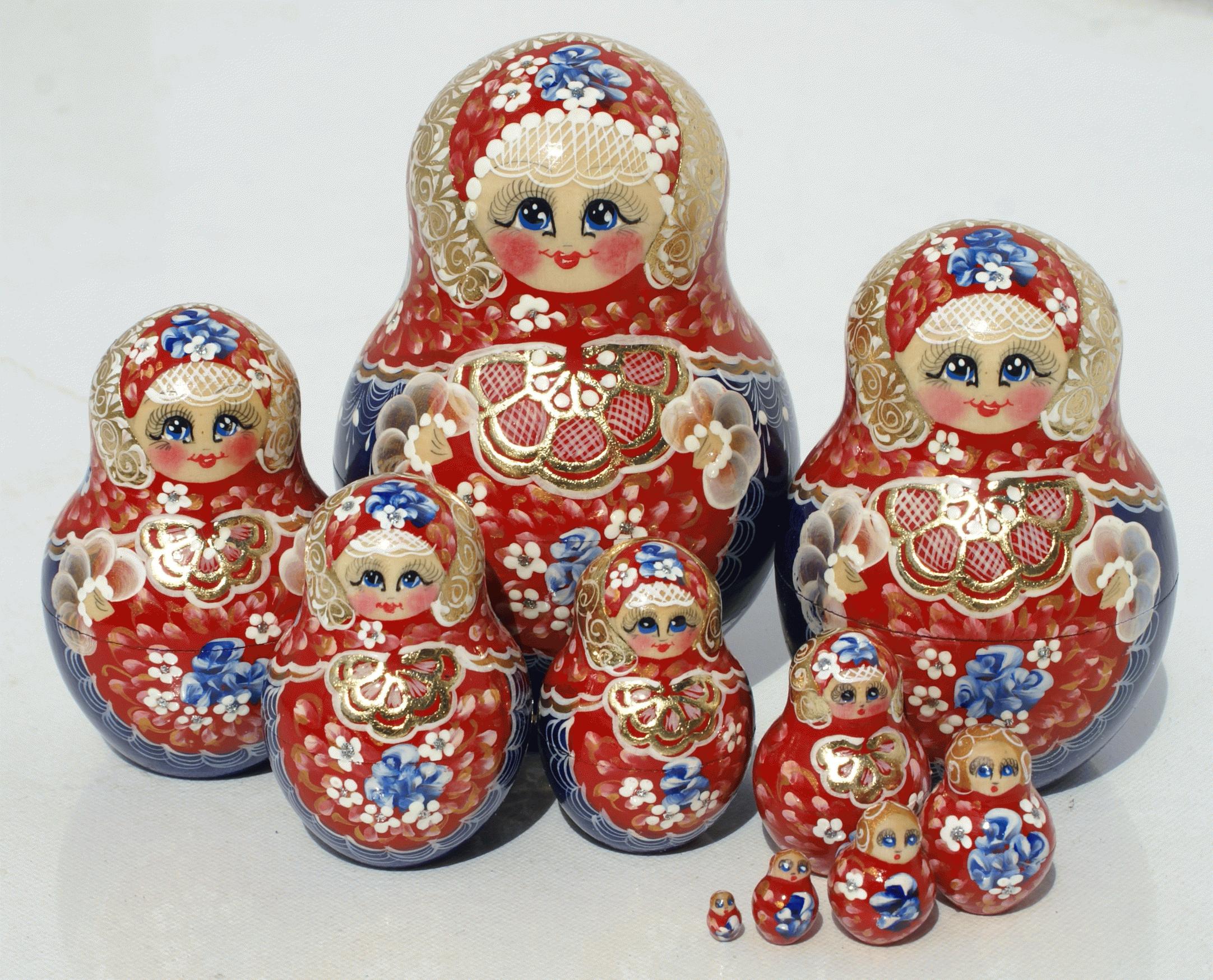 Russian Red Floral Matryoshka Nesting Dolls