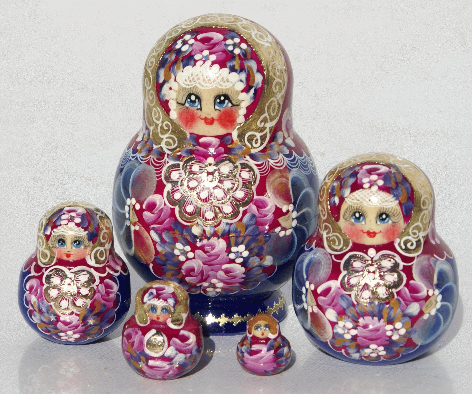 Pink & Blue Floral Matryoshka