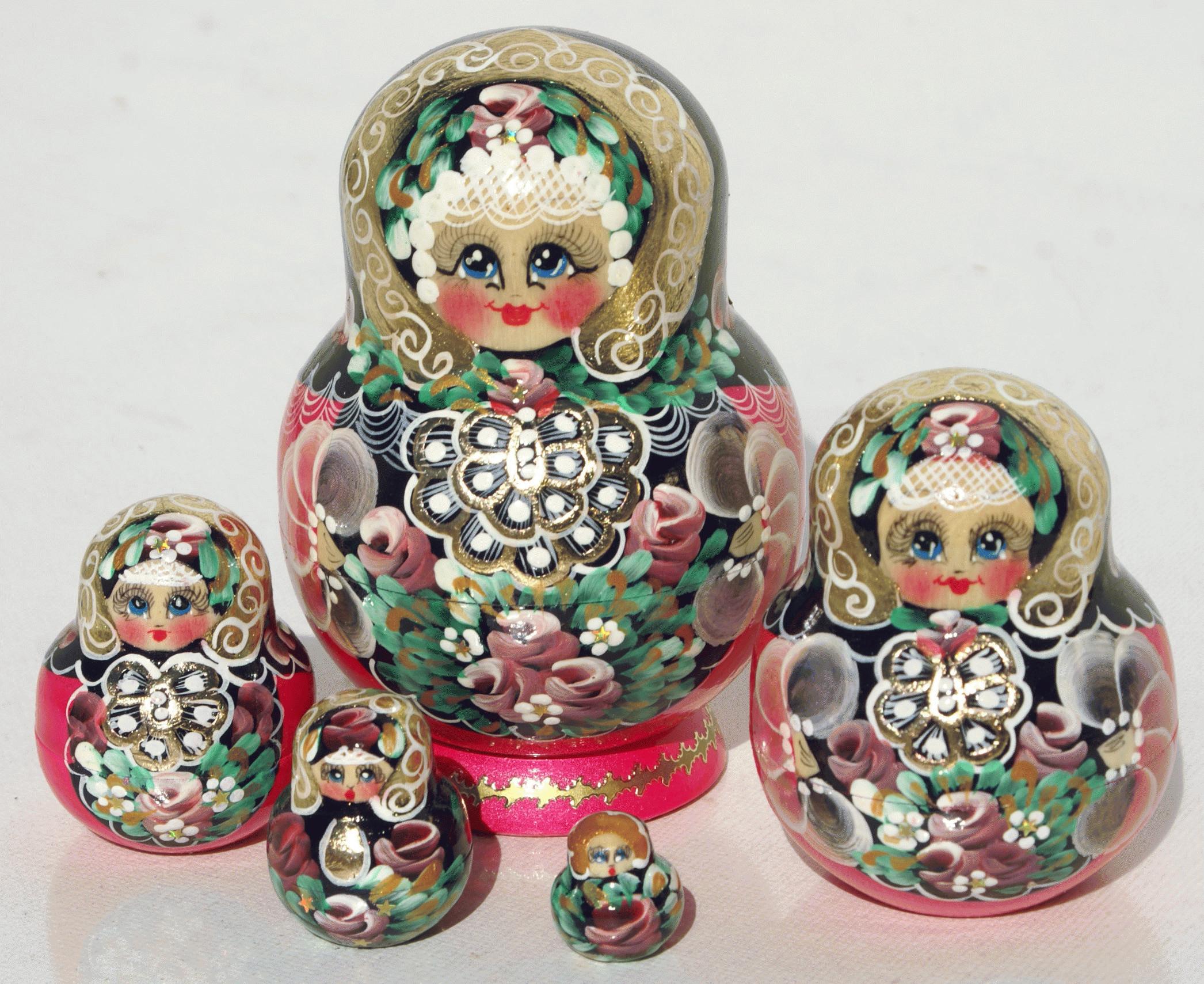 Black & Red Floral Matryoshka