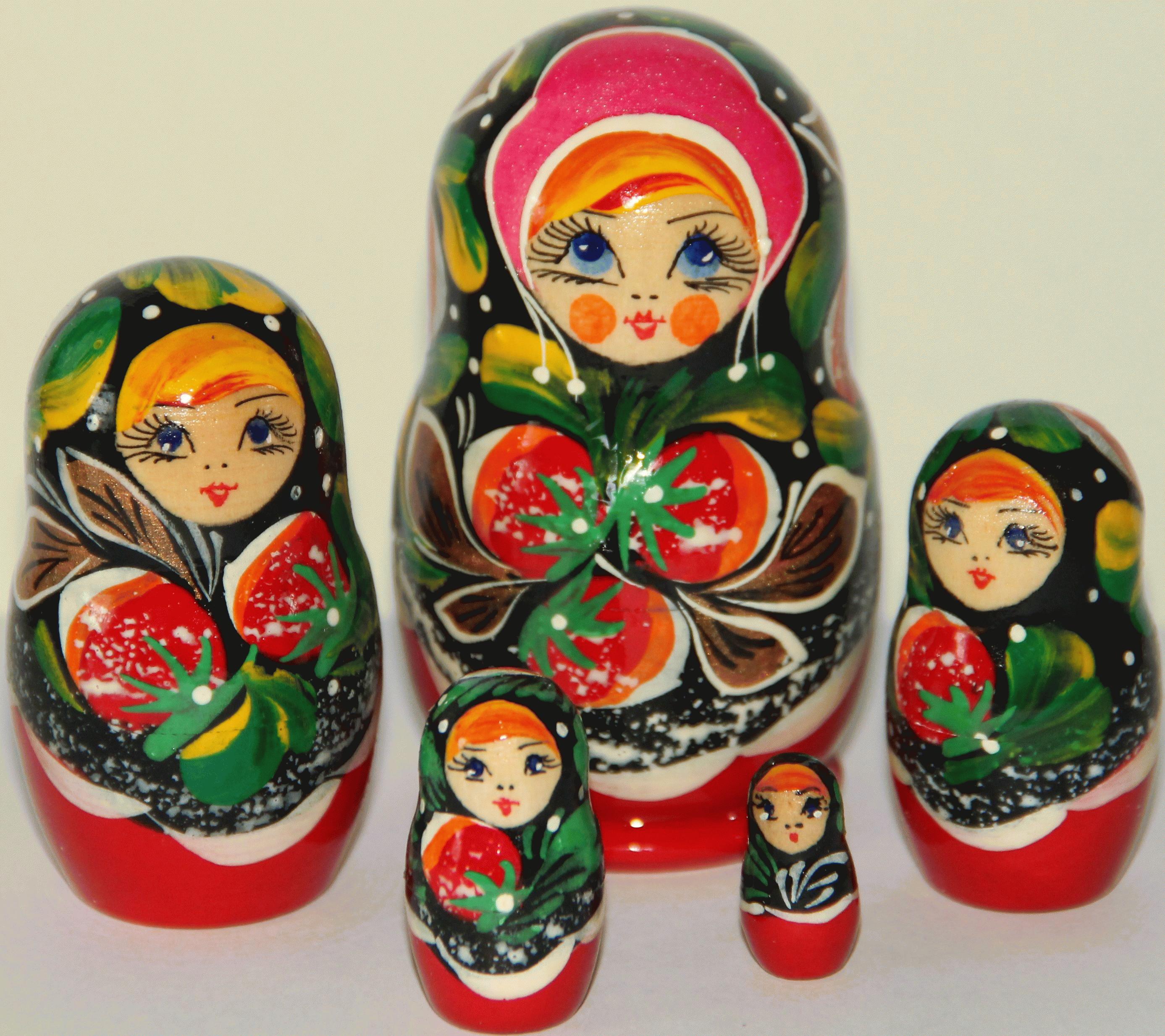 Mini Matryoshka Nesting Doll with Strawberry