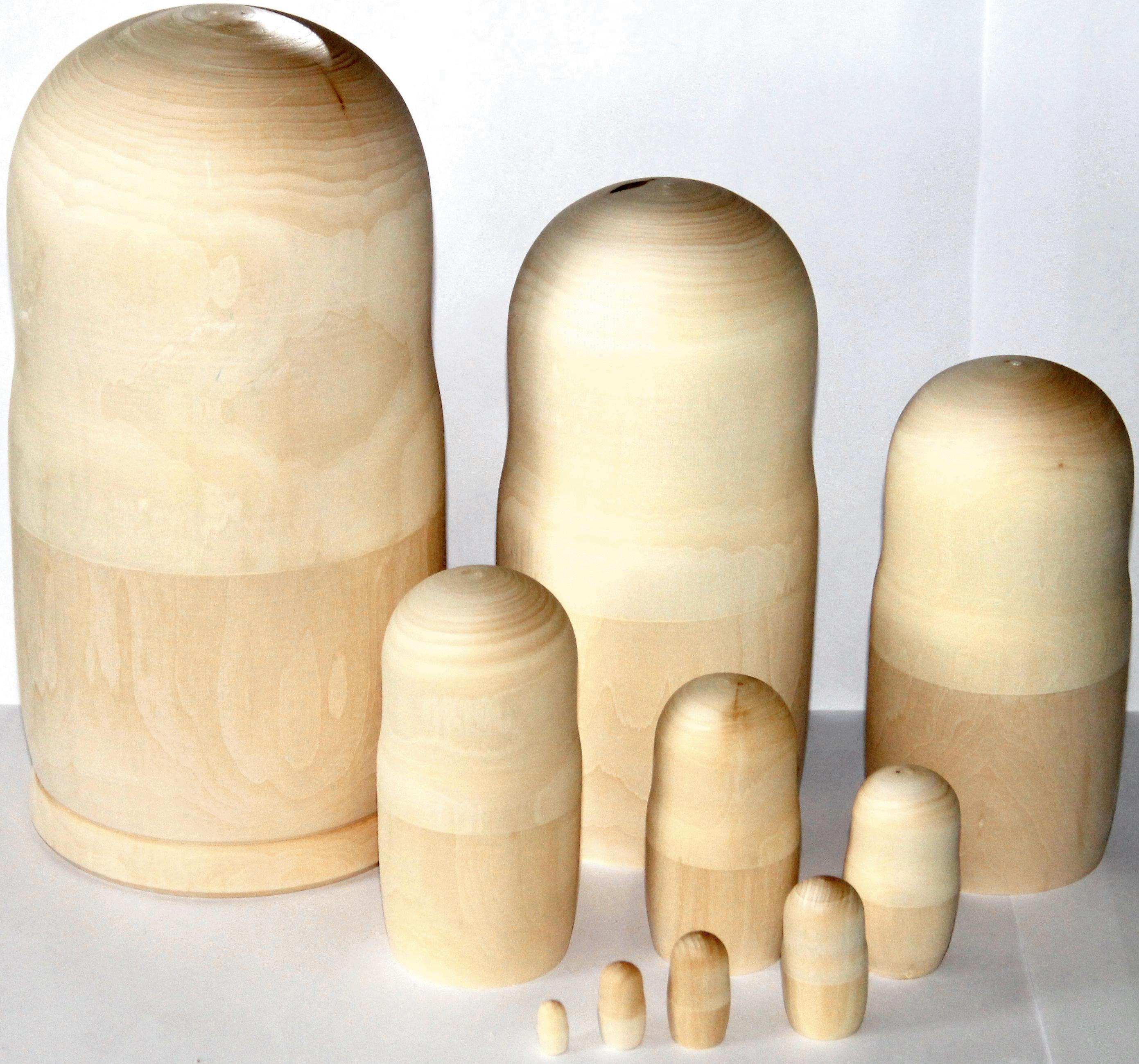 Unpainted Wooden Matryoshka Nesting Dolls