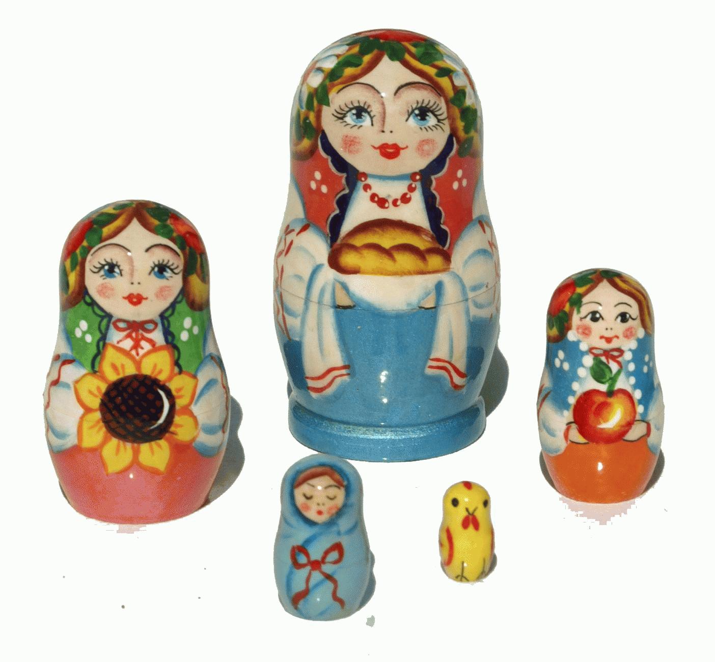 Folk Woman Matryoshka with Bread