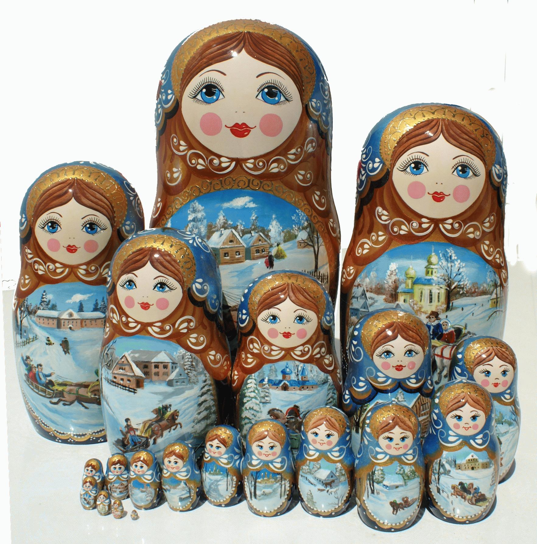 Winter Village Matryoshka Nesting Dolls
