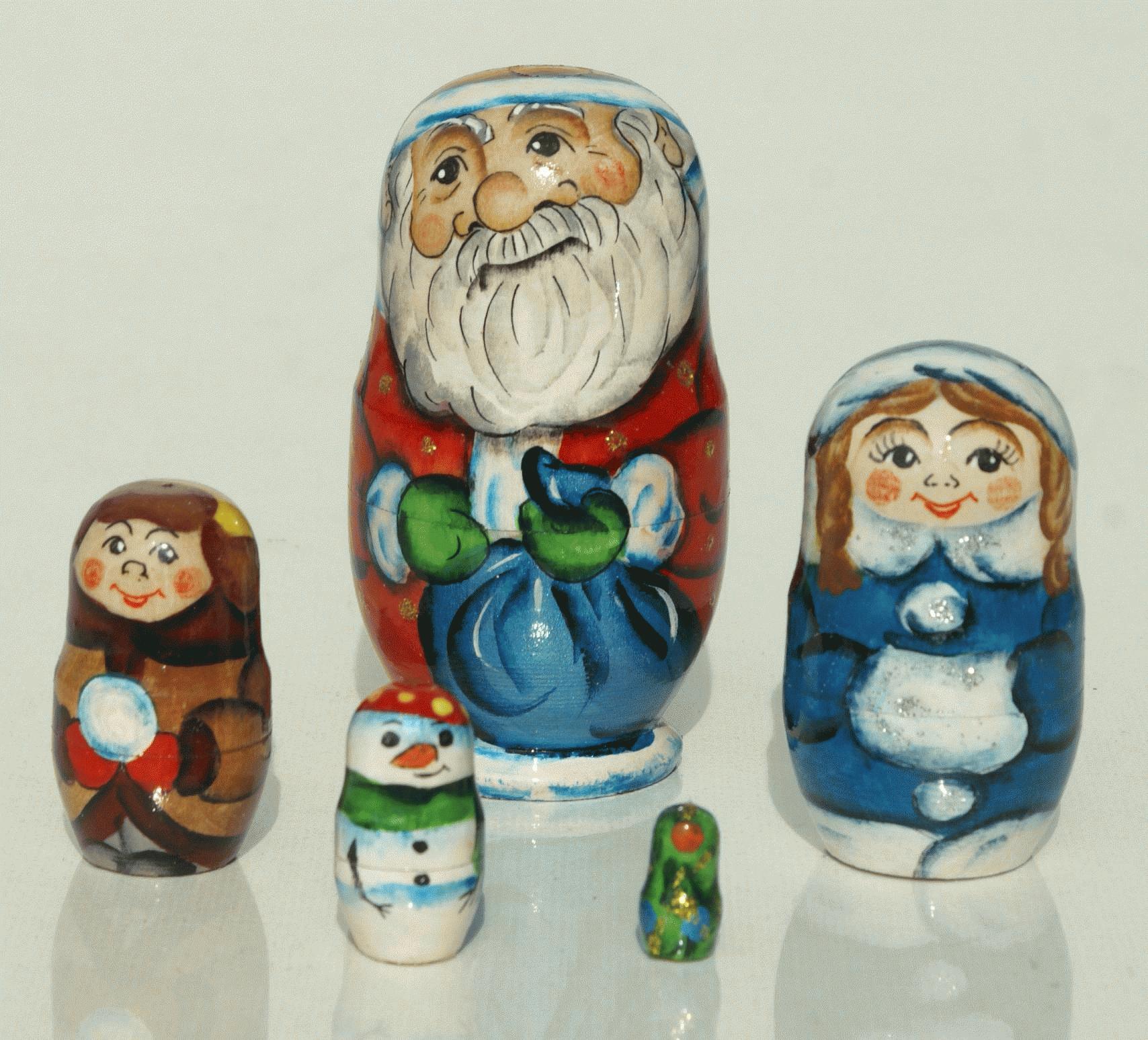 Winter Santa & Snow Companions Matryoshka