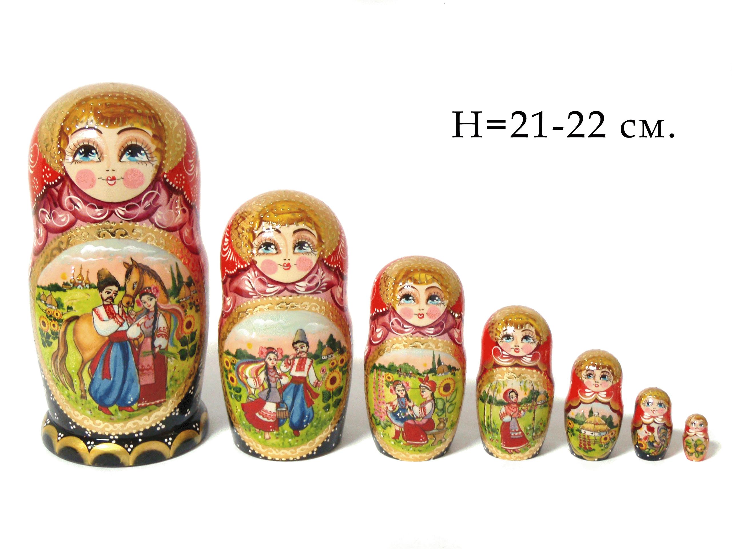 Matryoshka Nesting Dolls with Folk Dance Scenes