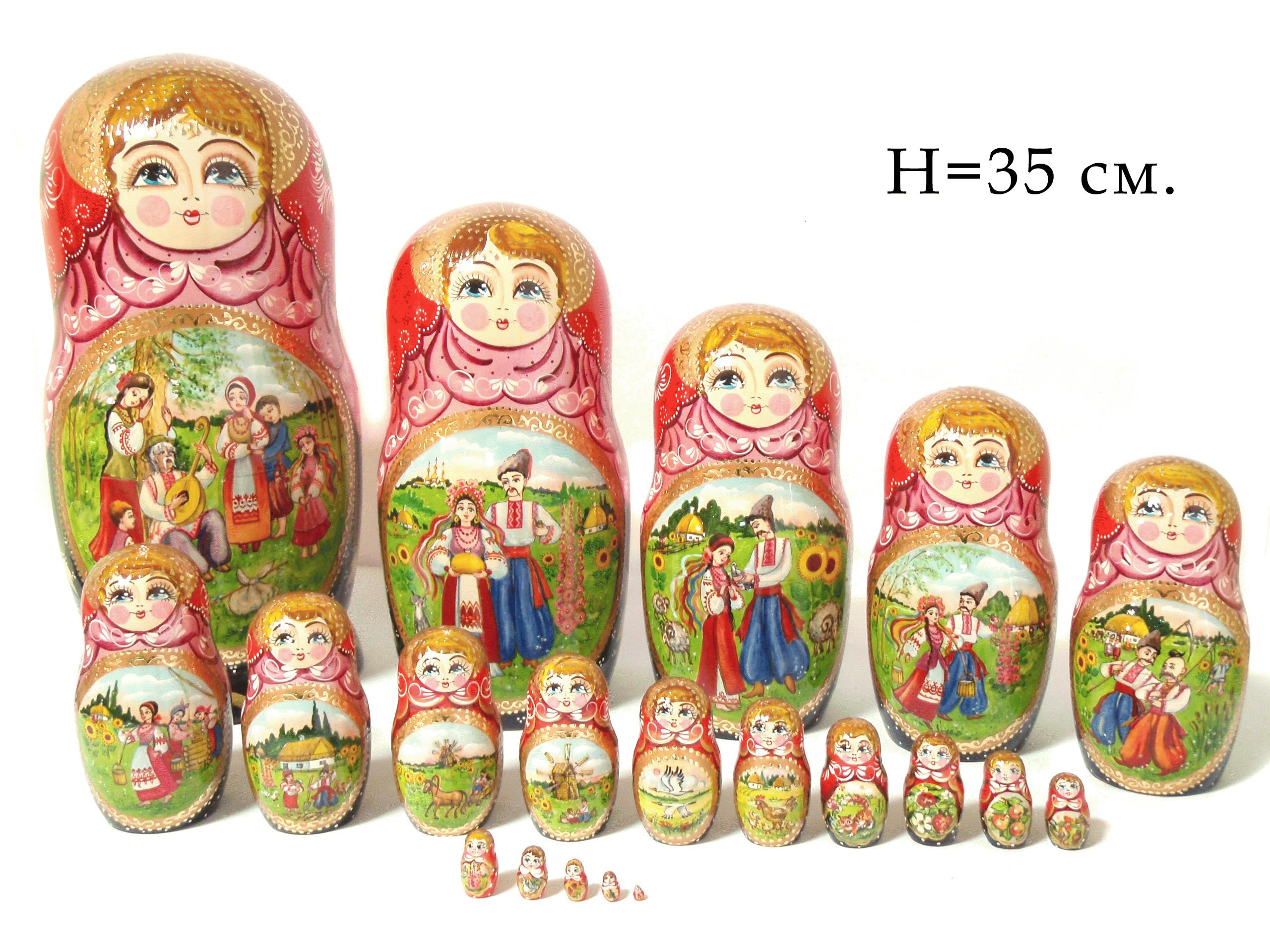 Large Matryoshka Dolls with Folk Scenes