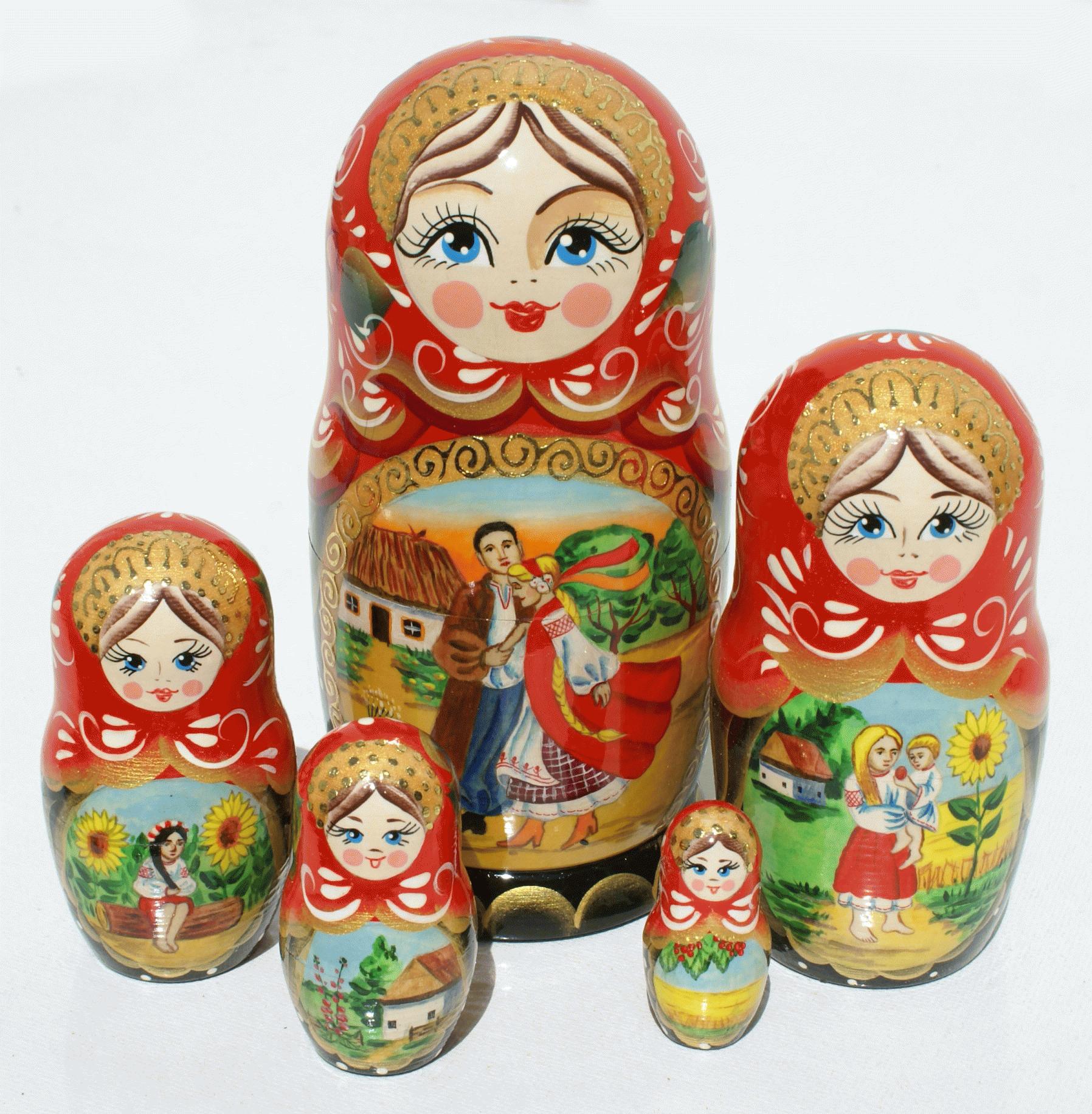 Folk Scene Matryoshka Nesting Doll
