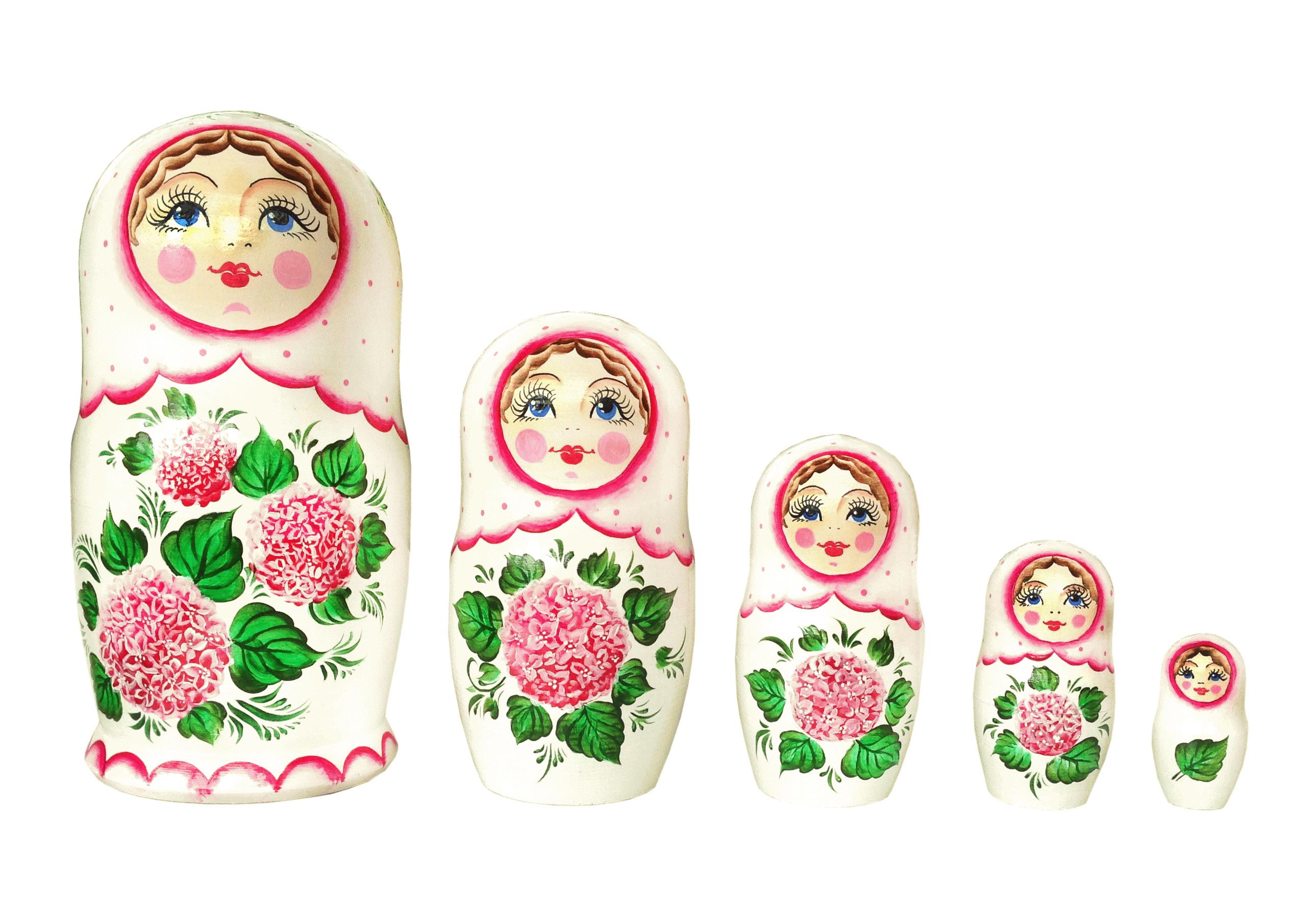 White Floral Matryoshka Nesting Doll