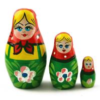 Mini Green Floral Matryoshka with Red Headscarf