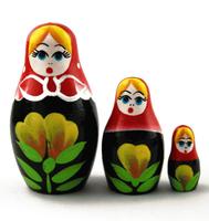 Mini Black Matryoshka with Yellow Flower