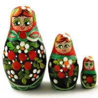 Mini Berry Matryoshka with Green Headscarf