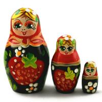 Mini Strawberry Matryoshka with Black Background