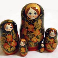 Black & Gold Matryoshka with Red Accents